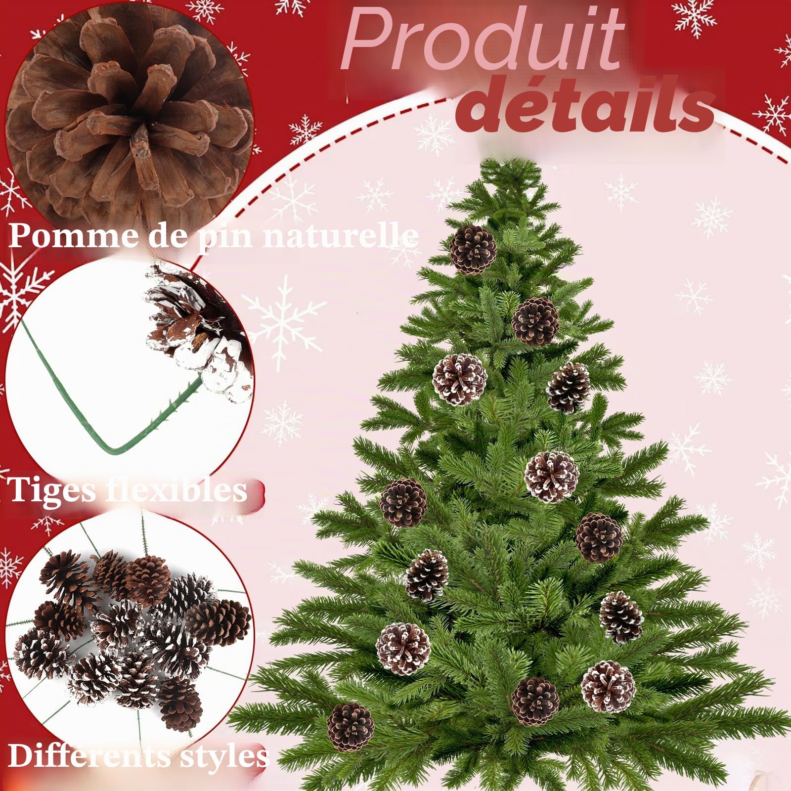 Fangoo 12 Pièces 8-12cm Grande Pommes de Pin Naturelles Decorative Pommes de Noël Couronne de Pommes de Pin Artisanat DIY pour la Décoration de Thanksgiving et de Noël (Blanc Naturel)