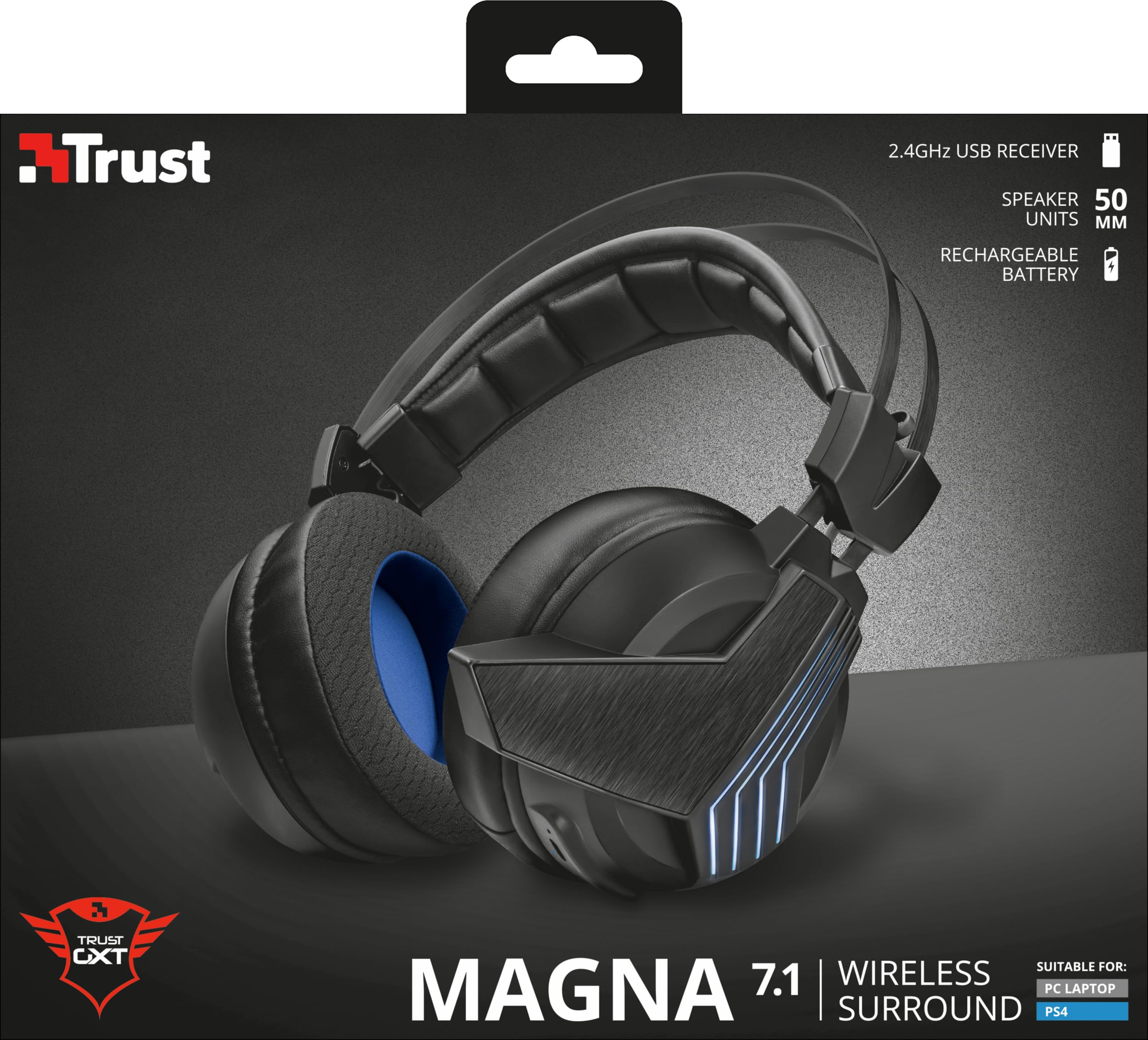 Trust GXT 393 Magna bezprzewodowe słuchawki gamingowe z 7.1 Surround (do PS4, PC i laptopa)