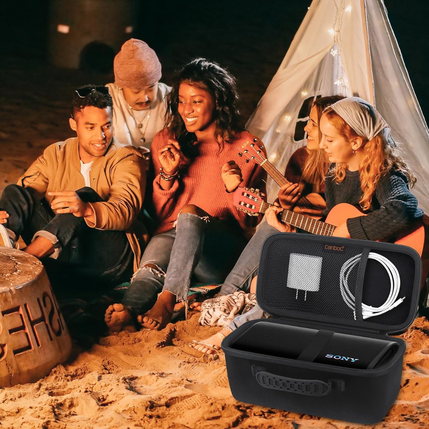 Canboc Carrying Case for Sony ULT Field 3 Wireless Portable Bluetooth Speaker, Mesh Pocket fits USB Cable or Other Accessories, Black - Image 7