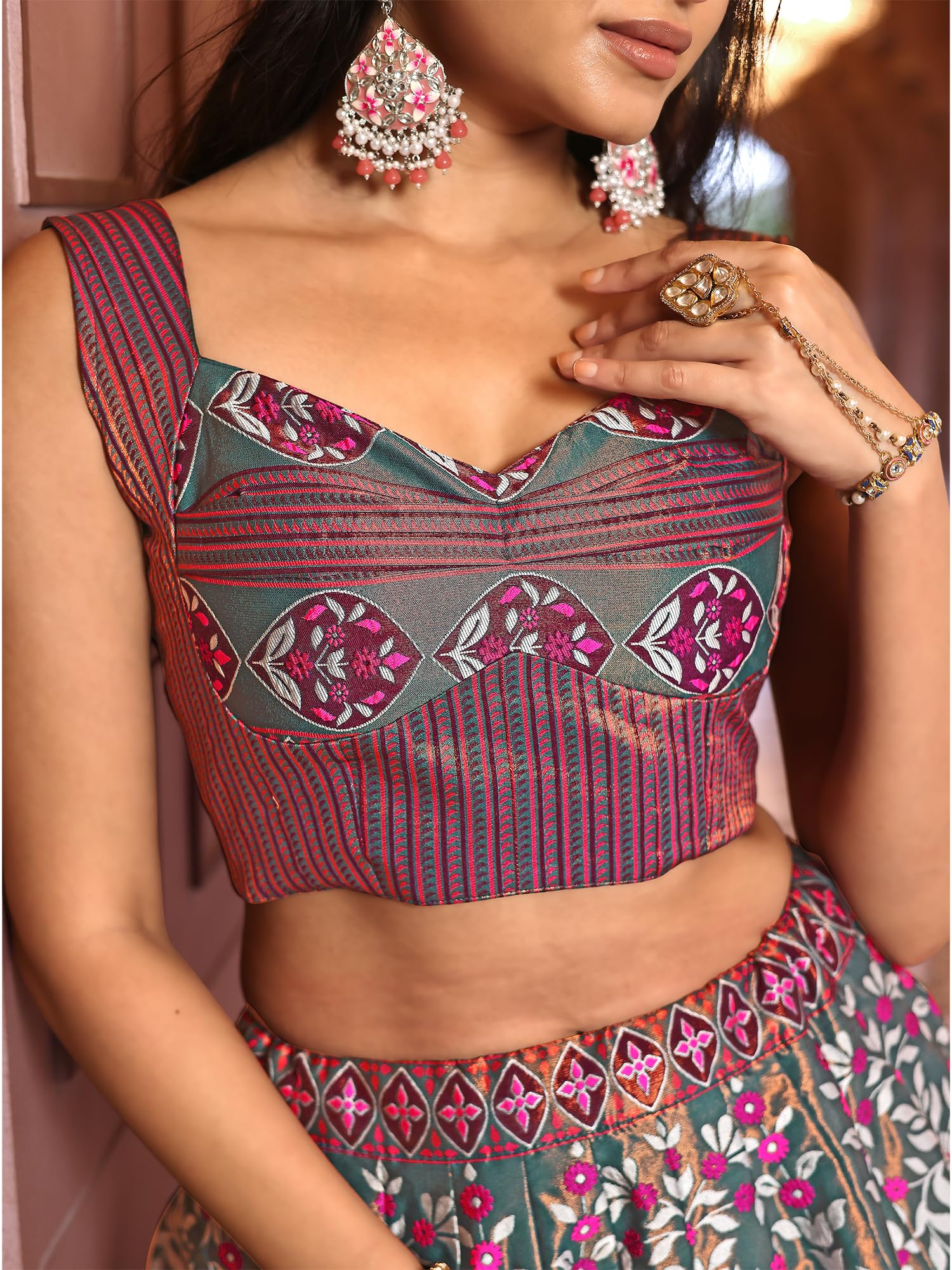 PURVAJA Lehenga choli (Nayab) Kanjivaram Semi-Seamed dla kobiet