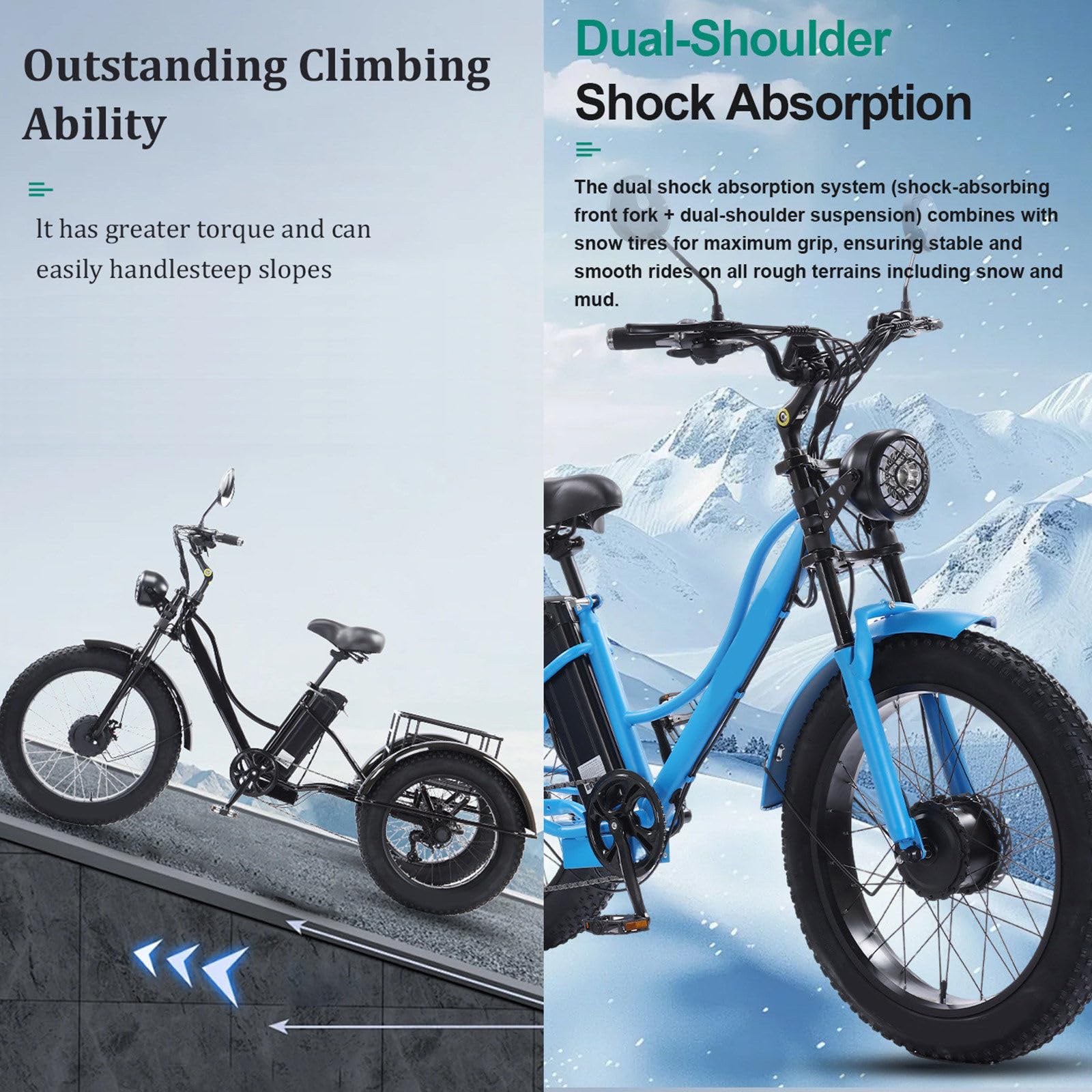 Triciclo Elettrico a 7 velocità per Anziani – E-Trike a 3 Ruote con Ampio Cestino – Triciclo Elettrico per Adulti con Pneumatici Fat da 24" X 4.0" – Display LCD, Autonomia di 65 Km Green