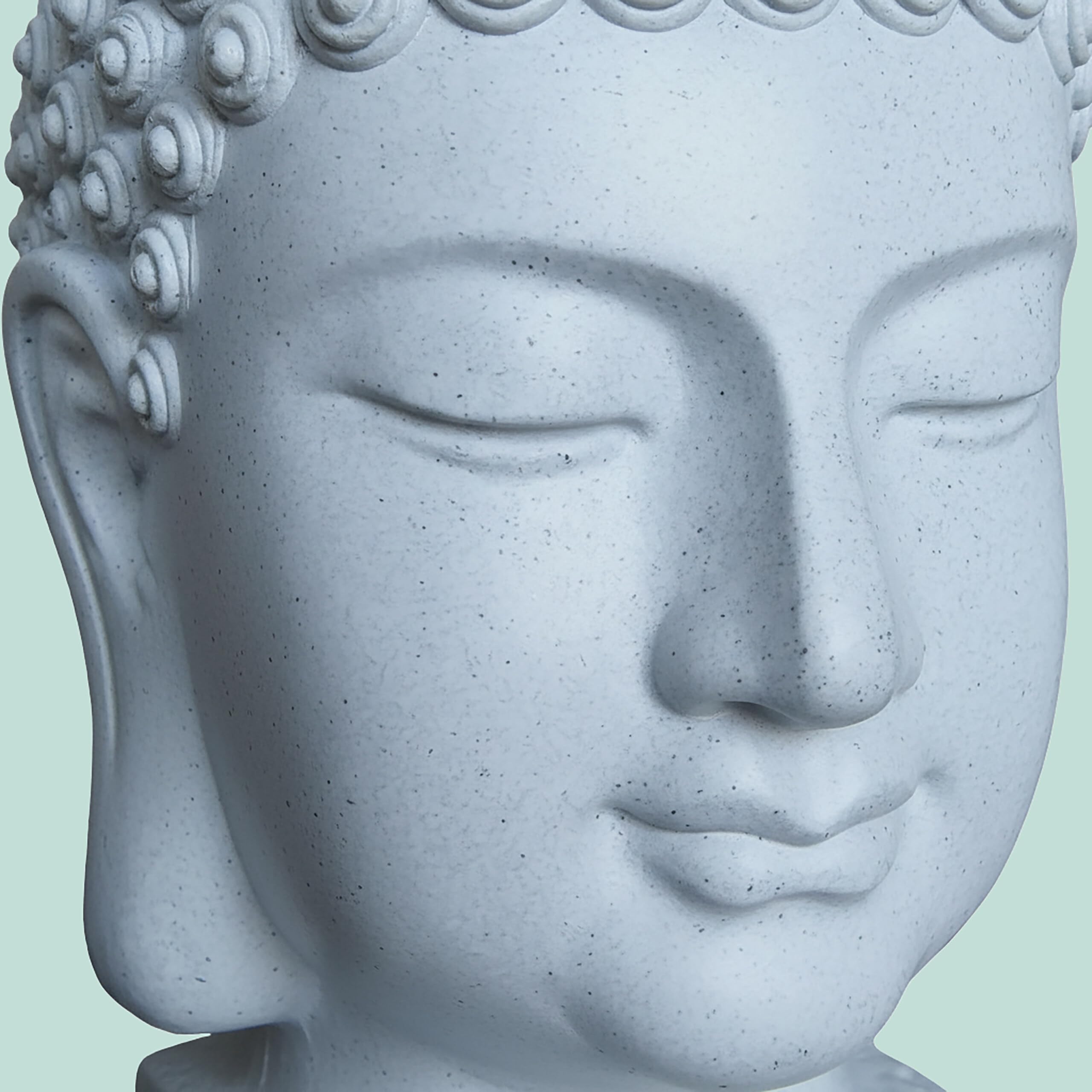 Relaxdays Cabeza de Buda 70x45x45 cm - decoración Zen salón/jardín, Resistente a la Intemperie y heladas, Blanca