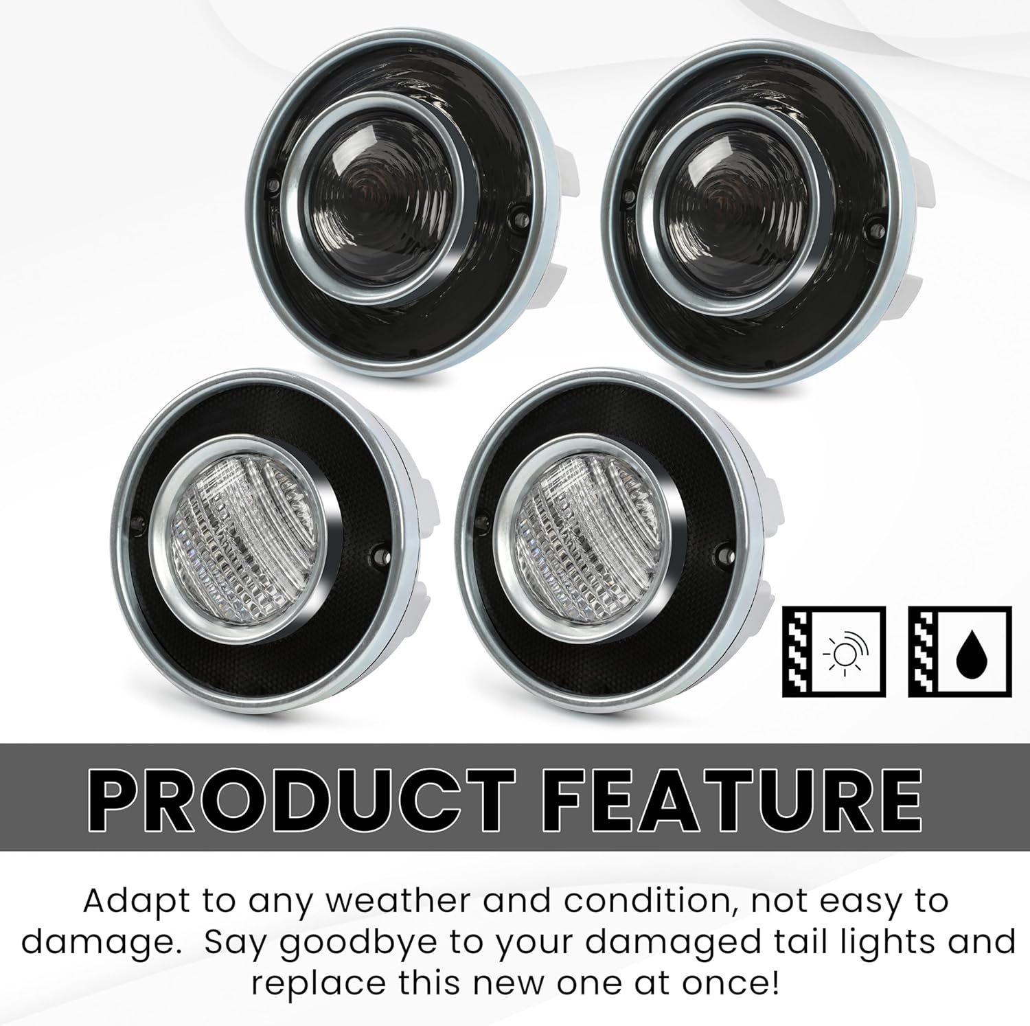 HECASA Pair Tail Light+Backup Light Assembly Compatible with 1975-1979 Chevy Chevrolet Corvette C3 Rear Taillight Tail Lamp Reverse Lights Set Driver & Passenger Side (Smoke Lens)