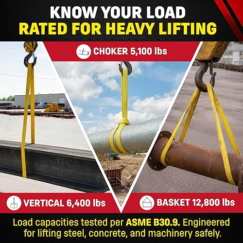 Miniatura 3 de DD Sling (fabricado en Estados Unidos) de 1 pulgada y 2 pulgadas de ancho por 4 pies a 12 pies de longitud en el listado, 2 capas, eslingas de