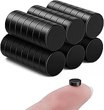 SMARTAKE 45 Pcs Refrigerator Magnets, 6x2mm Small Round Fridge Magnets, Multi-Use Premium Neodymium Office Magnets for Fridge, Whiteboard, Billboard in Home, Kitchen, Office and School (Black)