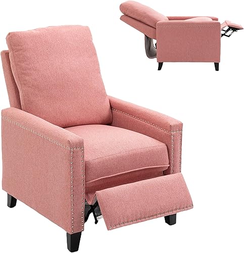 Miniatura 1 de Silla reclinable deslizante, moderna y cómoda, silla de ocio tapizada, sofá reclinable para sala de estar, remaches retro decorados, sillón