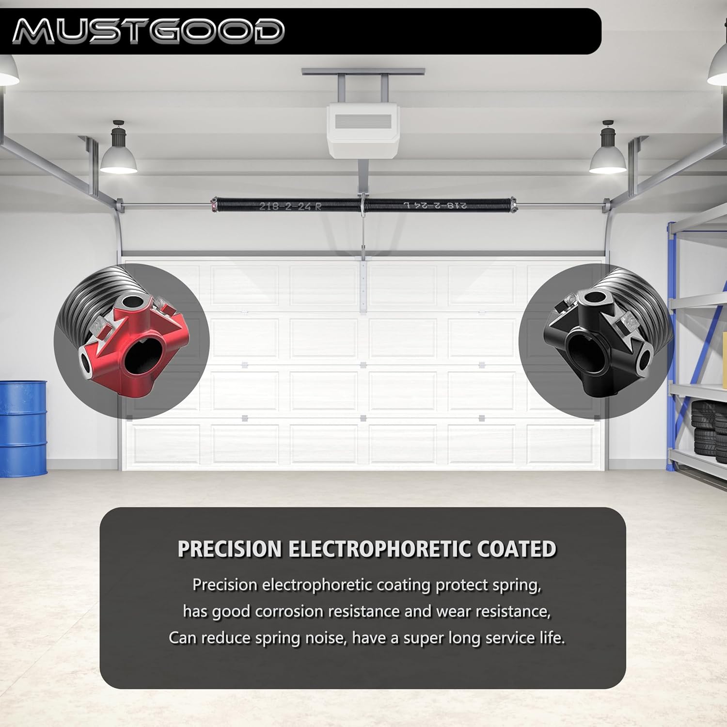 Pair of 2" Garage Door Torsion Springs with Non-Slip Winding Bar&Gloves,High Quality Coated Torsion Springs,for Replacement & Installation,MIN of 100,000 Cycles(0.207x2''x20'') (MMG209-20720)