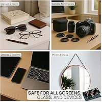 Vista 6 de Paño de microfibra de Buff, pack de 2 con estuche, gamuza de microfibra ultrafina de doble cara, diseñada para lentes, celulares, tablets, lentes