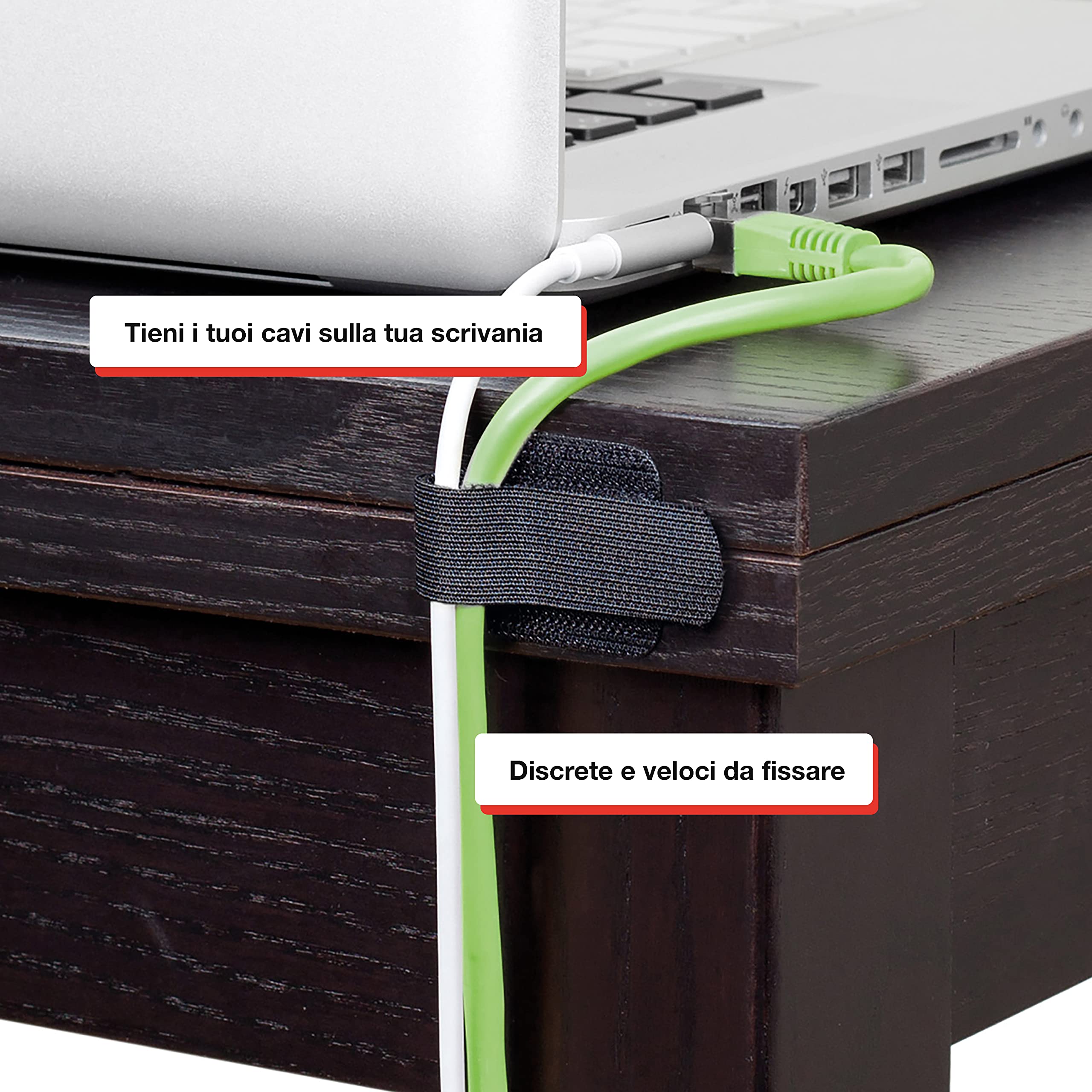 LABEL THE CABLE Clip Fermacavi Autoadesive A Strappo - Organizer Cavi Per Pareti E Scrivanie - Ltc Wall Straps - Fermacavi Muro - Confezione Da 10 - Nero - Ltc 3110 - Foto 9