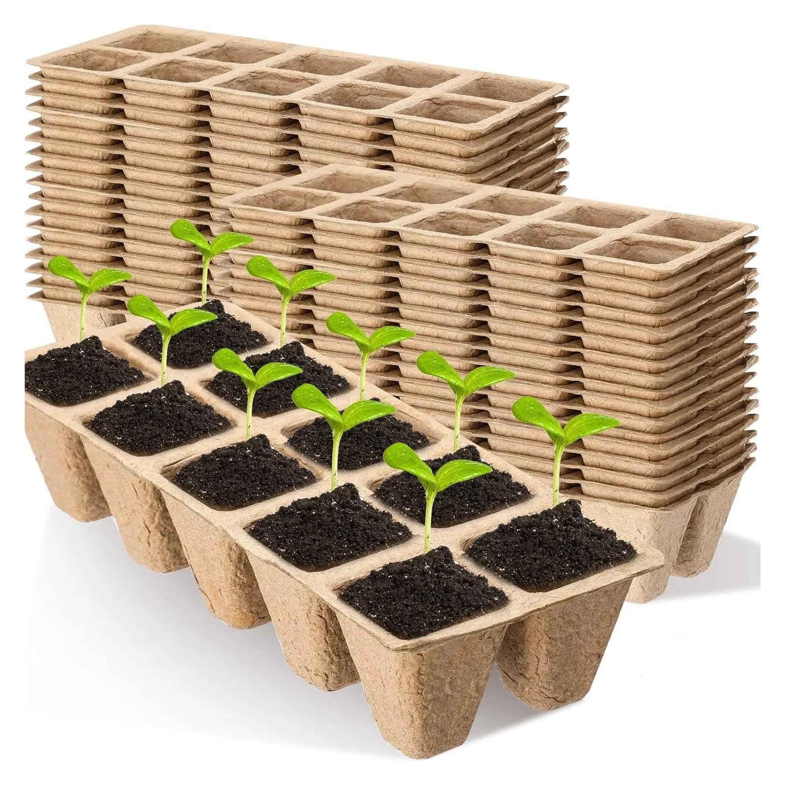 Plaque Semis Plateaux de semis, conteneurs, gobelets à pulpe, Outils de Germination des Plantes de Jardin, 20/40 pièces(Brown-40PCS 3)