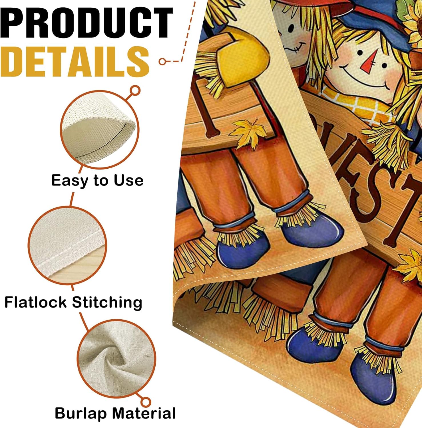 Dyrenson Fall Harvest Scarecrow Decorative Garden Flag, Autumn Maple Leaves Yard Outside Home Decoration, Farmhouse Burlap Outdoor Small Decor Double Sided 12 x 18