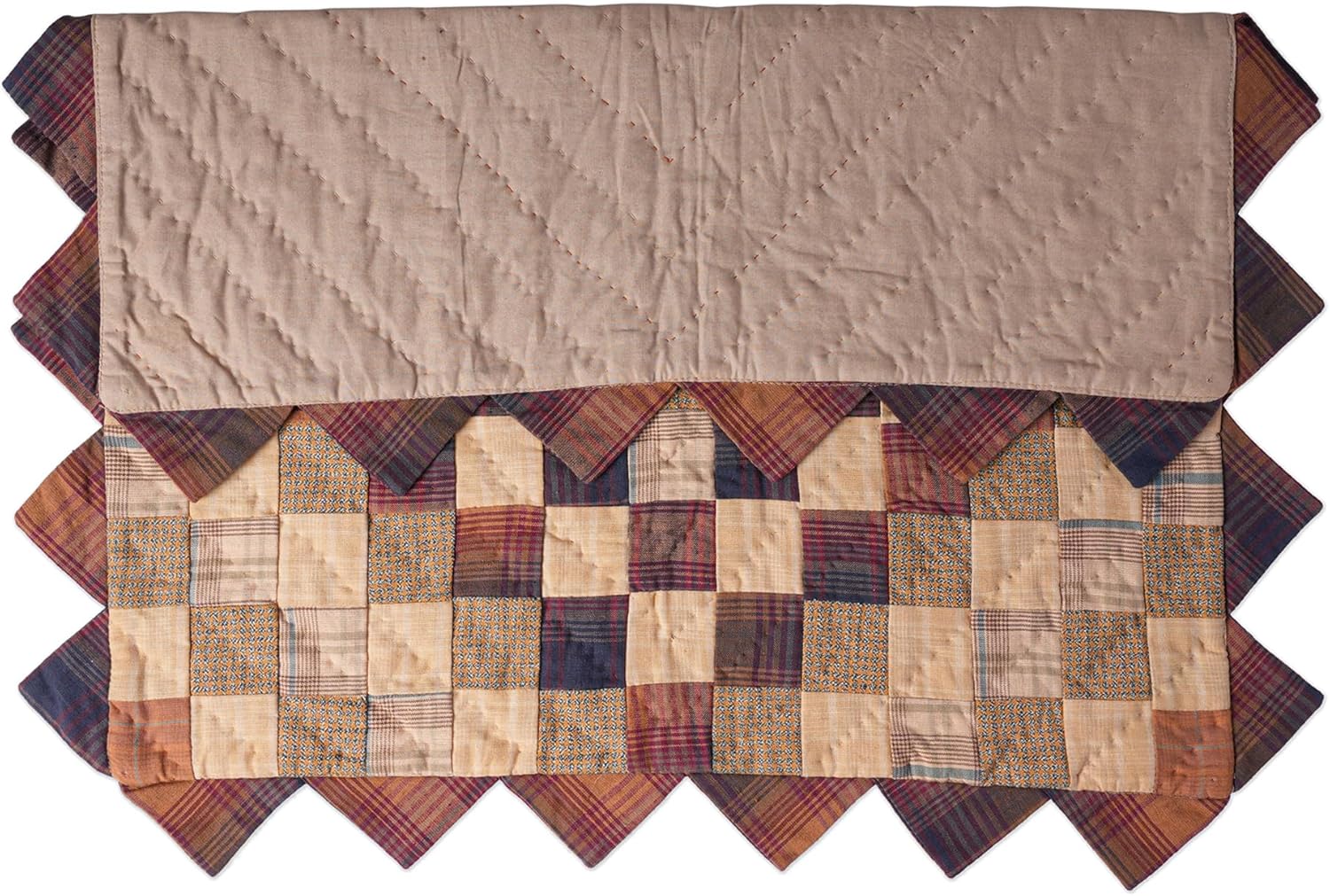 Sunrise Autumn Plaid Hand Quilted 19 inches by 19 inches 100% Cotton Wall Hanging, Block Quilt, Table Topper Quilt, Rod Pocket Quilt