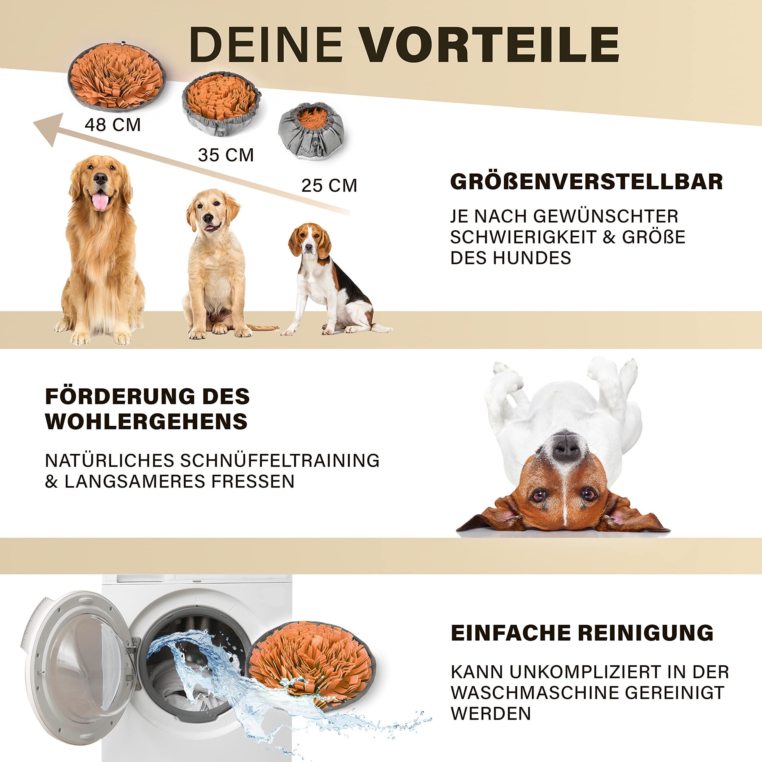 Schnüffelteppich für Hunde - Beste Materialien - extrem widerstandsfähiges Hundespielzeug - größenverstellbar und waschbar (grau)
