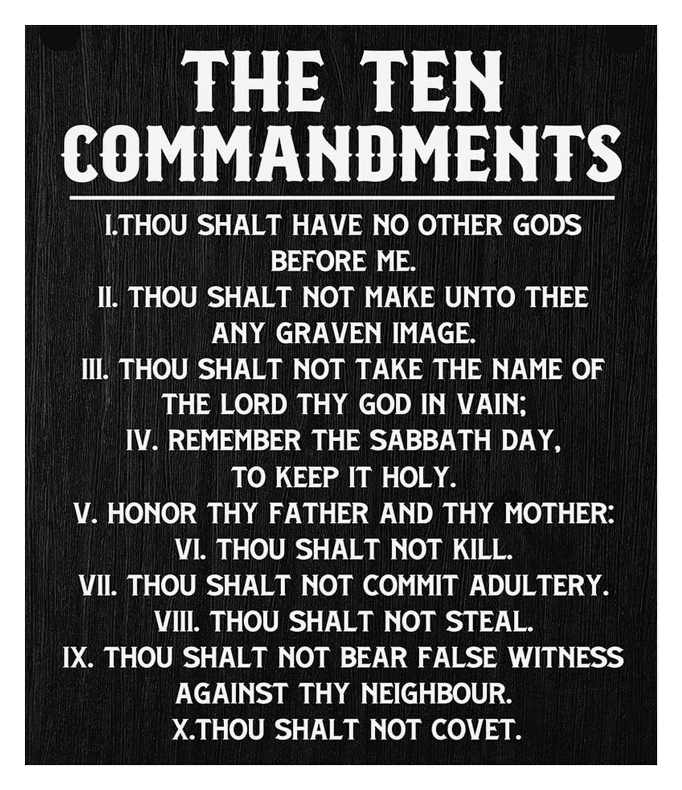 EKFBQBGW Inspirational Bible Verses Ten Commandments Wall Decor poster Christian 10 Commandments Wall-Art poster Rustic Scripture The Ten Commandments Wall-Art Framed,16x24inch(40x60cm)