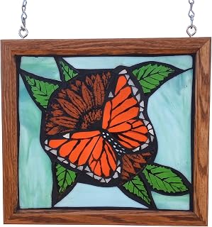 Sunflower with Monarch Butterfly Mosaic Stained Glass Panel