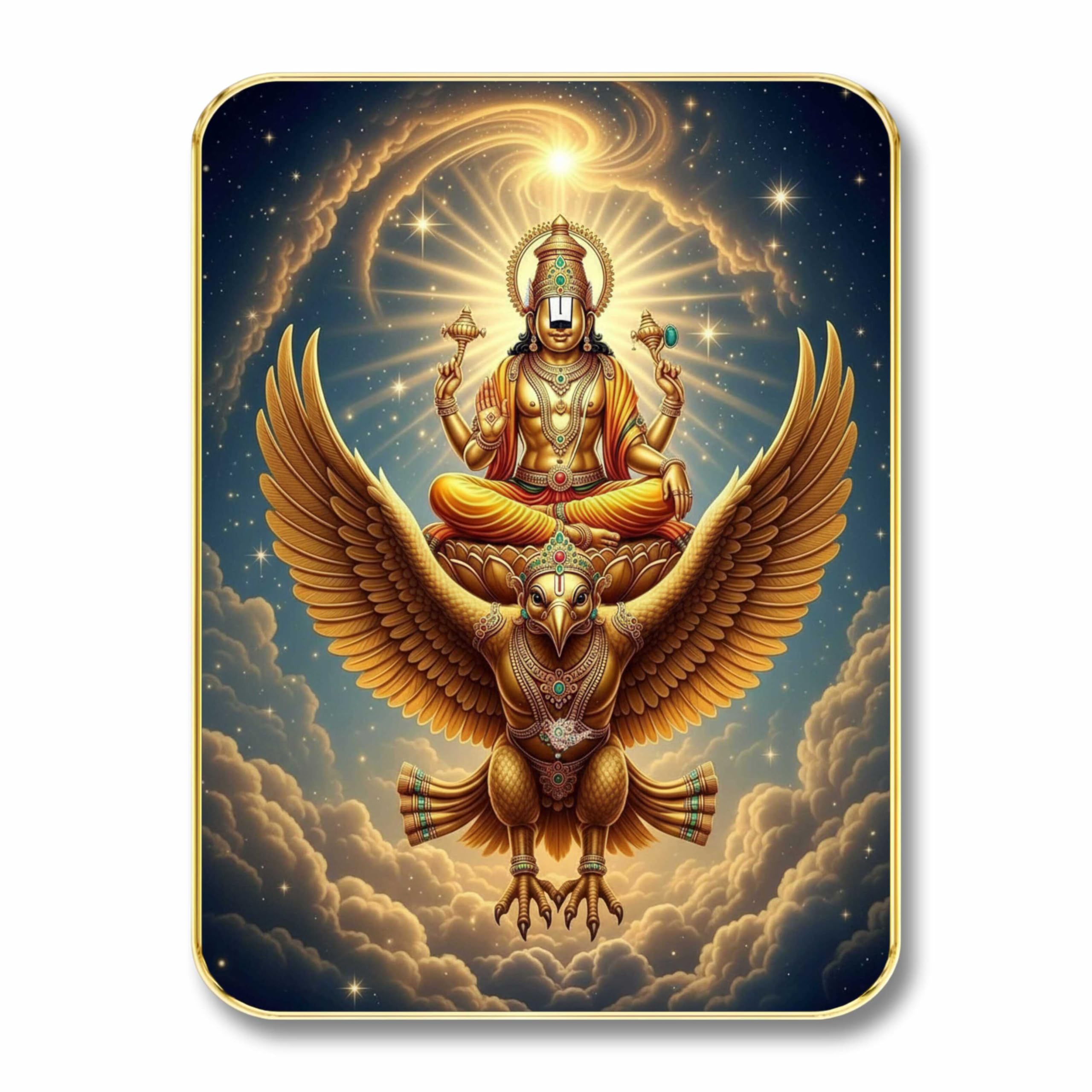 SAF Lord Vishnu Garuda Wall Art with Table Top Stand & Wall Hanging Hole | Garudadev Vahana MDF Religious Painting for Mandir Home Decor-image-35