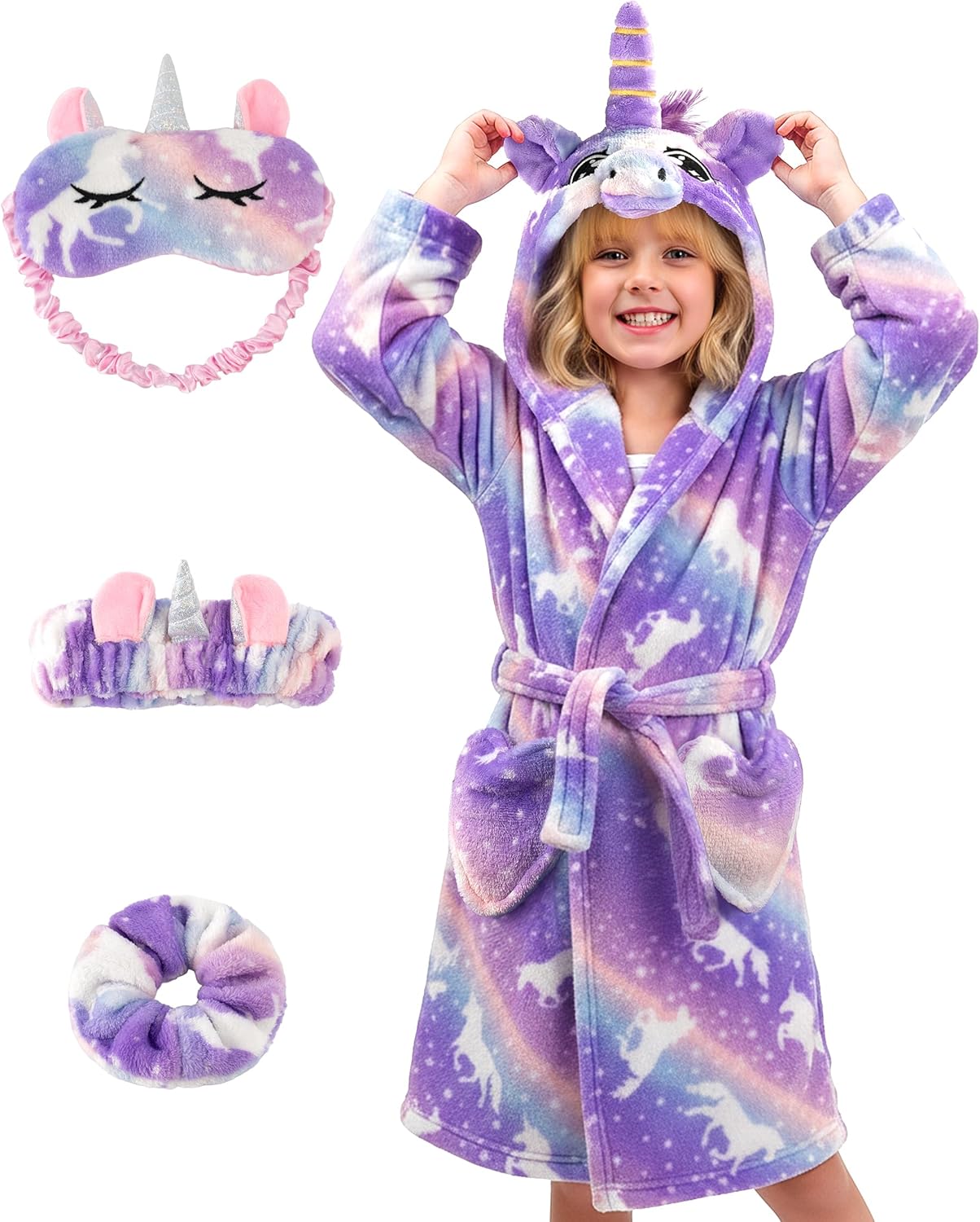 spxkd Soft Fluffy Gilrs Indoor Blanket Hoodie with 1 Blindfold, 1 Headband and 11 Hair Tie