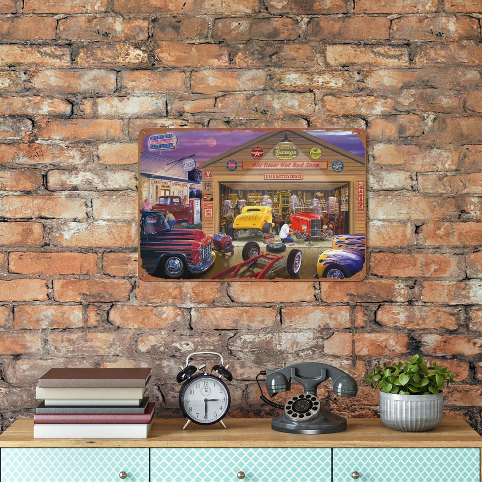 Amazon.com: Old Time Hot Rod Shop Tin Sign Retro Metal Poster Art