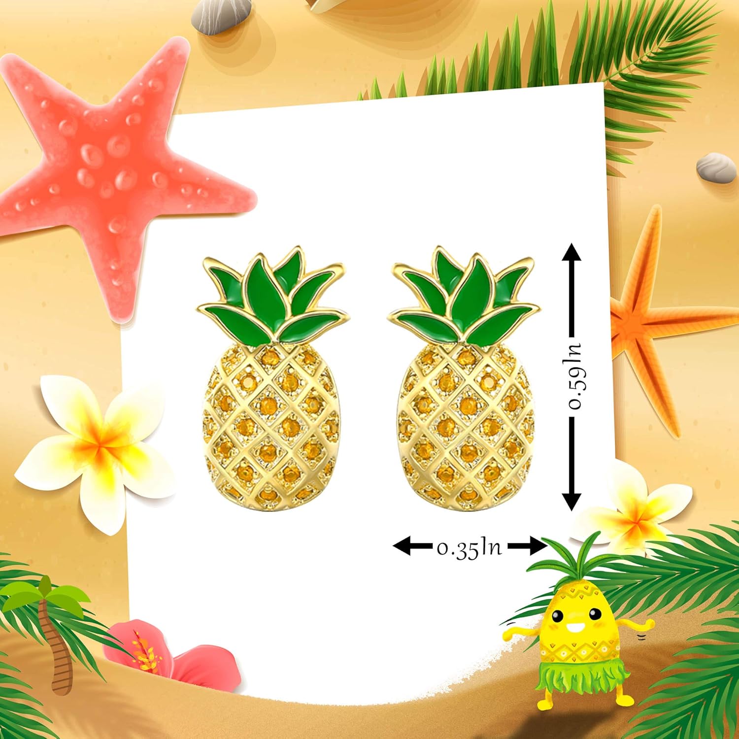 Be Like A Pineapple - Stainless Steel Sparkle Pineapple Earrings For Women - Hawaiian Ivf Summer Beach Pierced Jewelry - Best Friend Graduation Christmas Mother Day Valentine Birthday Gifts