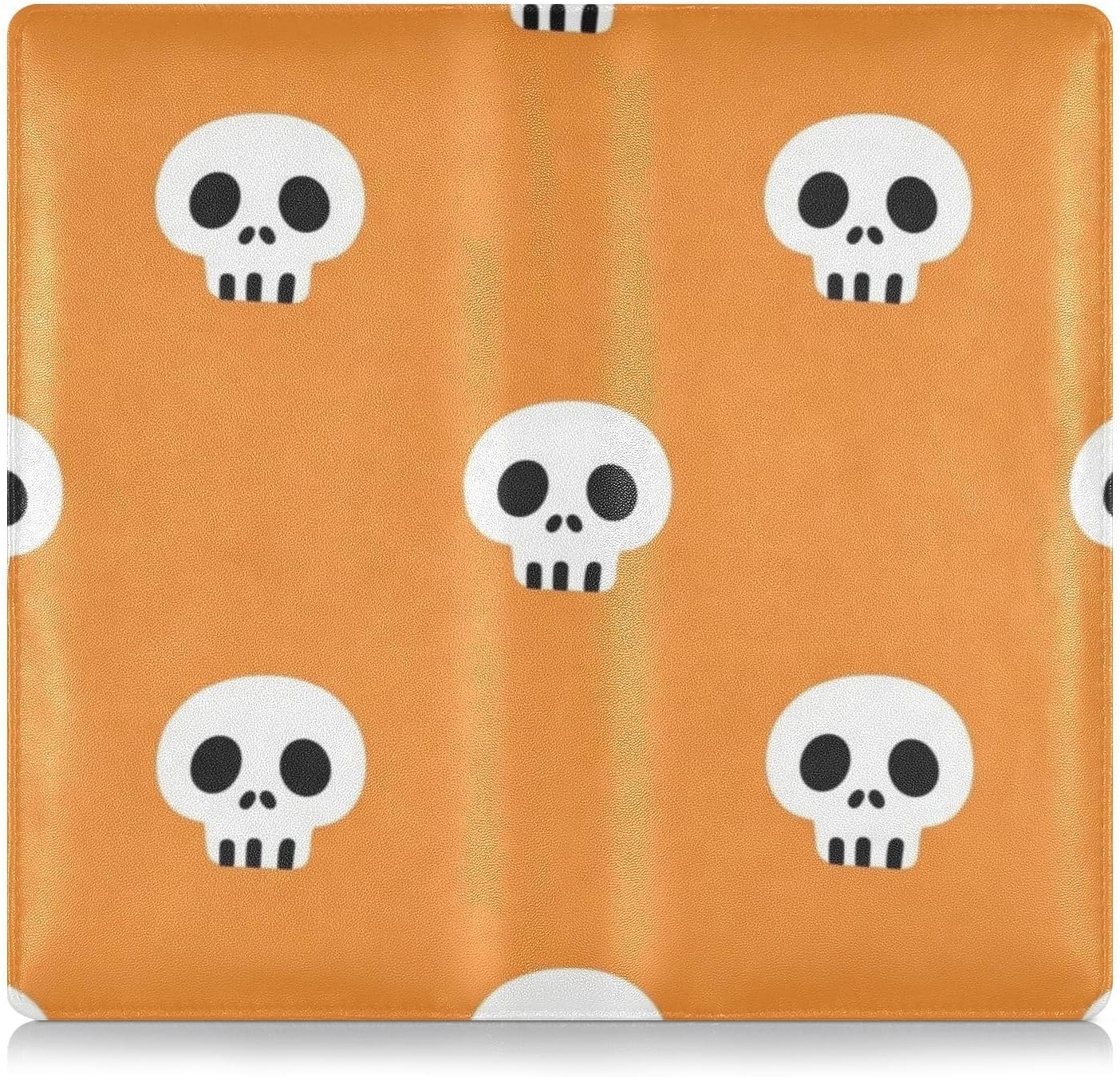 MCHIVER Halloween Skull Orange Car Registration and Insurance Holder Lether Vehicle Glove Box Organizer Car Essentials Bag for Card License Document