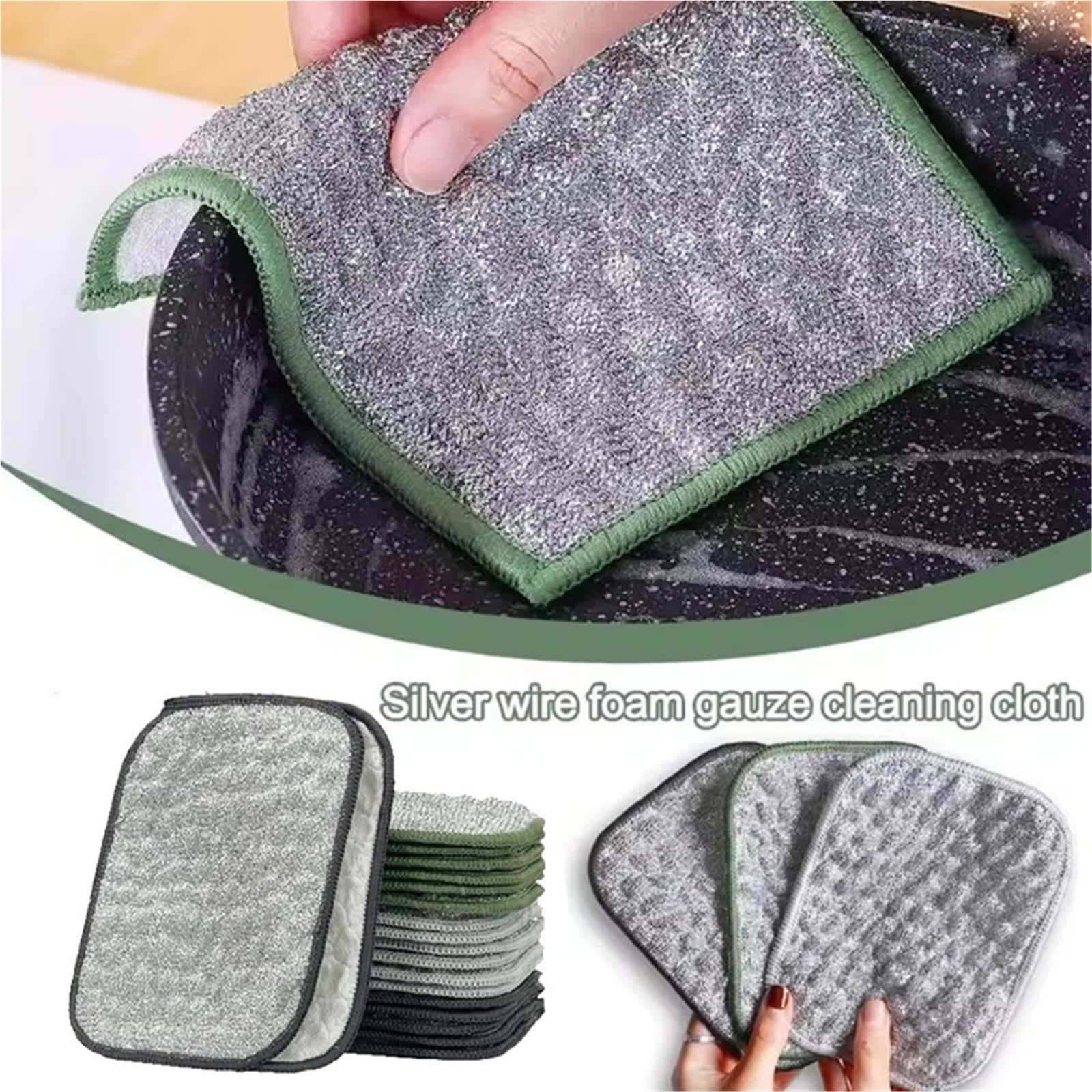 Tampones De Lana De Acero con JabóN Almohadilla for lavavajillas de Lana Acero, depurador Metal Resistente a arañazos Doble Cara, for Limpieza Reutilizable en seco y húmedo para Cocina(20Bag)