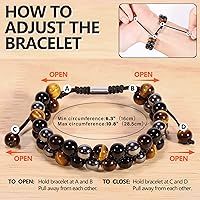 Vista 12 de Triple Protection Bracelet - For Protection - Bring Luck And Prosperity - Hematite - Black Obsidian - Tiger Eye - Stone Bracelet