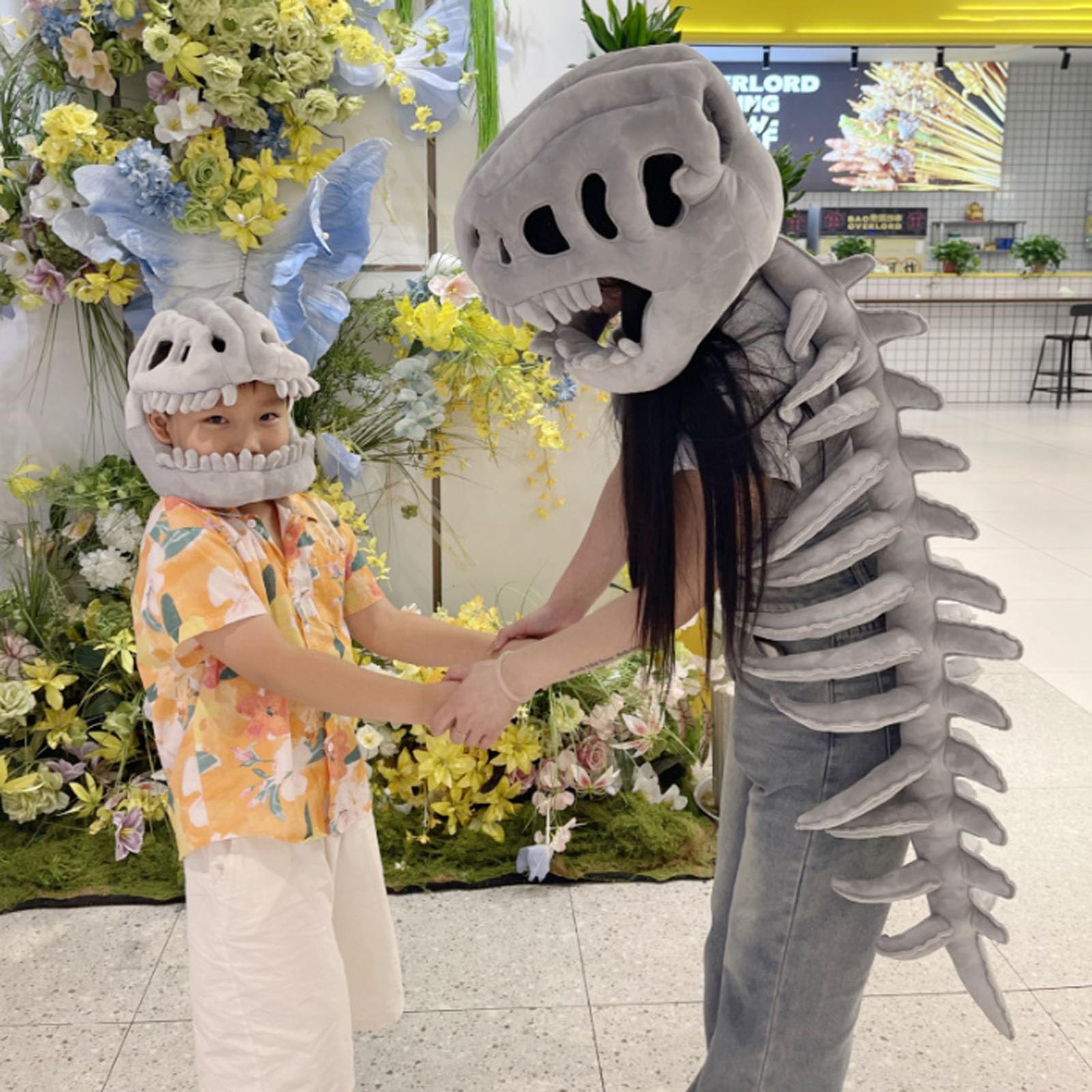 cozy dino Dinosaur Skeleton Costume, My Plush Skeleton Hood,Themed Skull Cosplay Props,For Cosplay & Dress-Up Play — view 4