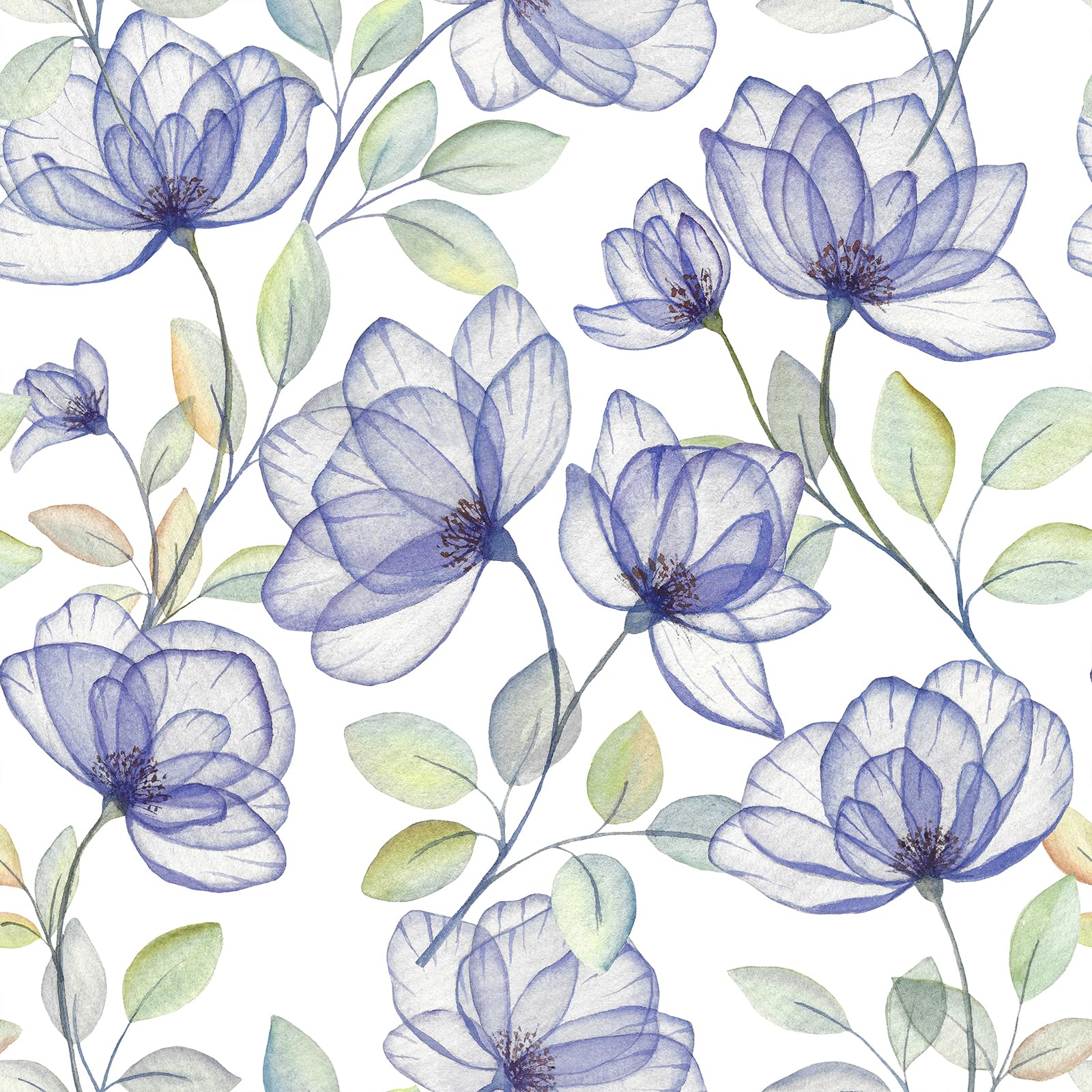 VaryFloral Purple Blue Floral Wallpaper Peel and Stick Botanical 