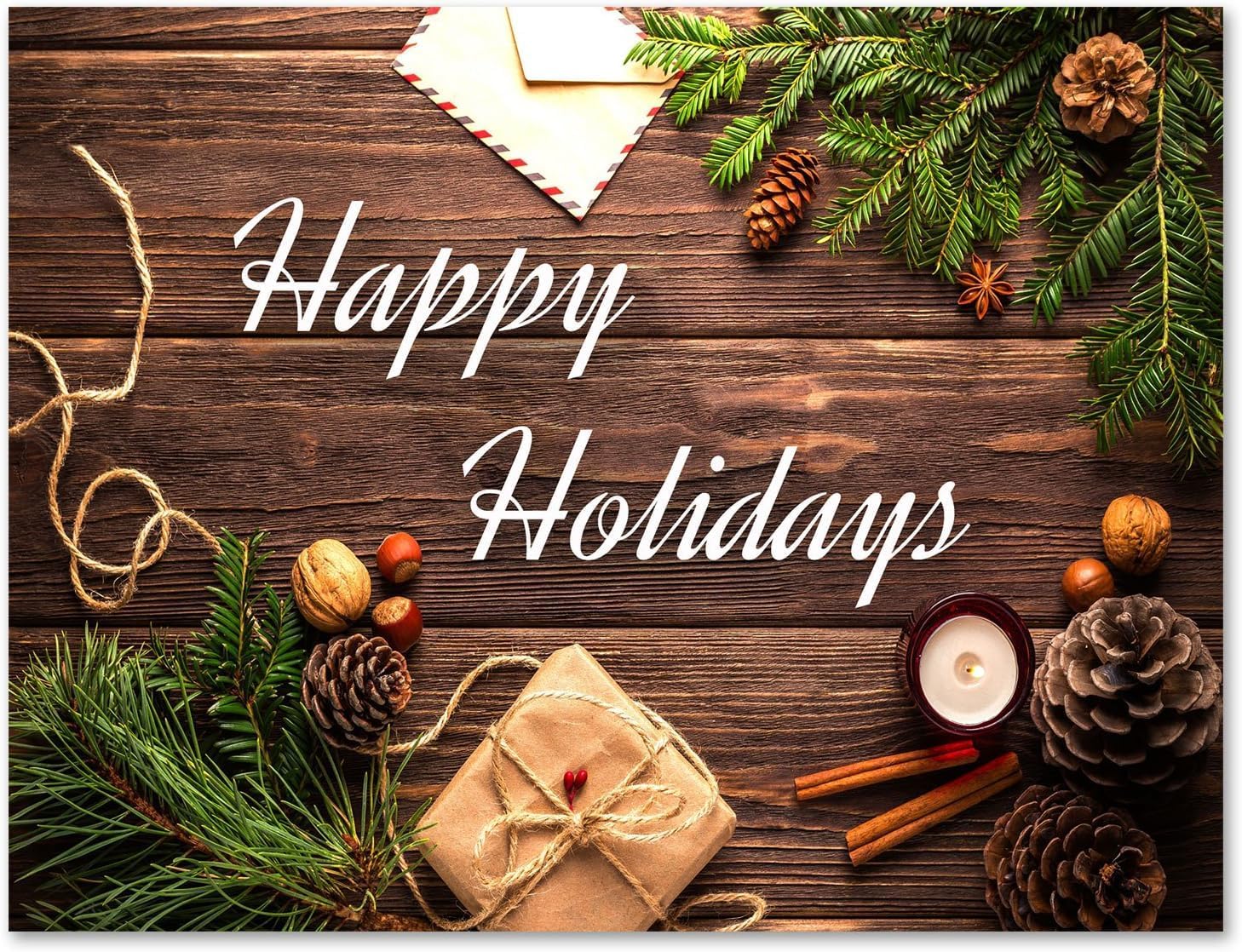 Happy Holidays Cards 12 Count - Blank Inside with Envelopes - A2 Size (5.5”x4.25”) - Christmas, Winter Events, and More