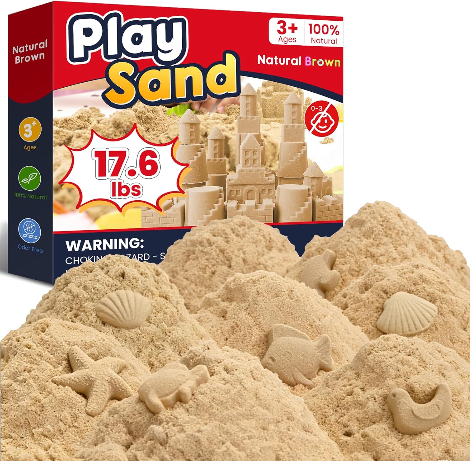 FURWEY 17.6lbs Play Sand,Natural Brown Sensory Sand,Suitable for Children to Shaping, Squeezing and Molding