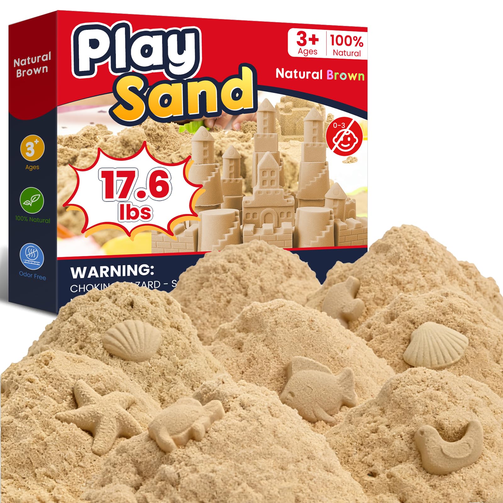 FURWEY 17.6lbs Play Sand,Natural Brown Sensory Sand,Suitable for Children to Shaping, Squeezing and Sculpting(Without Molds)