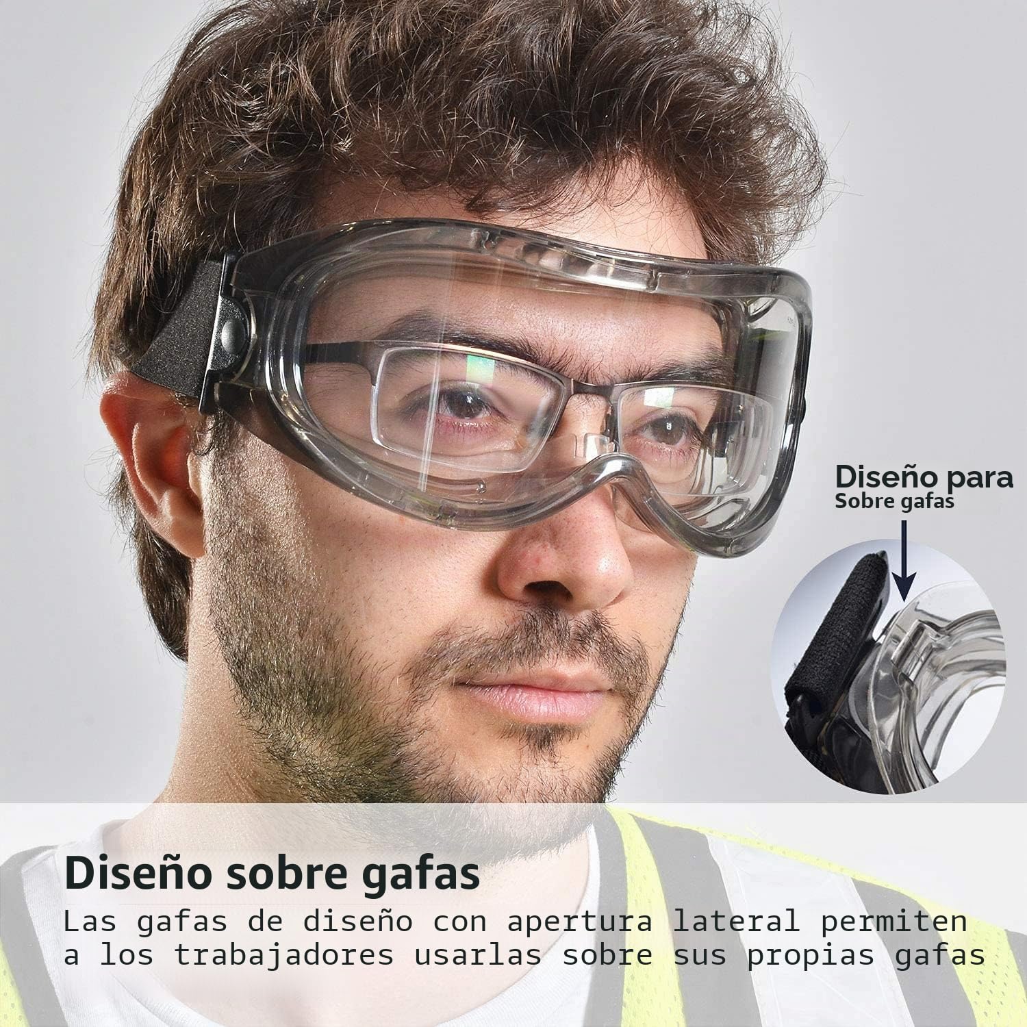 SAFEYEAR Laboratorio Gafas Protectoras de Seguridad de Obra gafas proteccion [Cinta ajustable] con Lentes Policarbonatos Protección contra Impacto Soldadura Laboral Graduadas Trabajo,Azul y verde