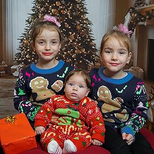 Simplee kids Ugly Christmas Sweater Family Matching Outfits for Women Men Party Sweaters Knitted Pullover