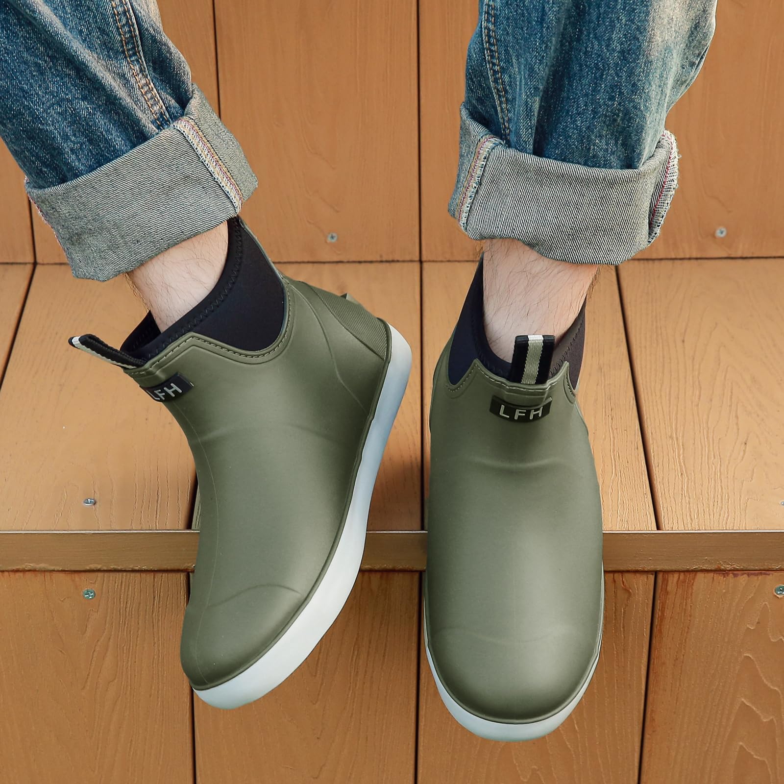 Jesindr Stivali Gomma Uomo Da Pioggia, Stivali Da Pesca, Antiscivolo Leggere Comode Shorty Boots, Impermeabile Nero Scarpe Da Giardino