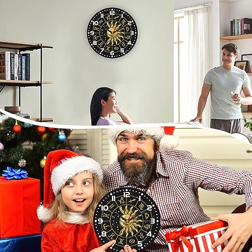 Miniatura 7 de Reloj para sala de estar, reloj de pared retro con gráficos de estrellas misteriosas, relojes de media luna, decoración contemporánea del hogar,