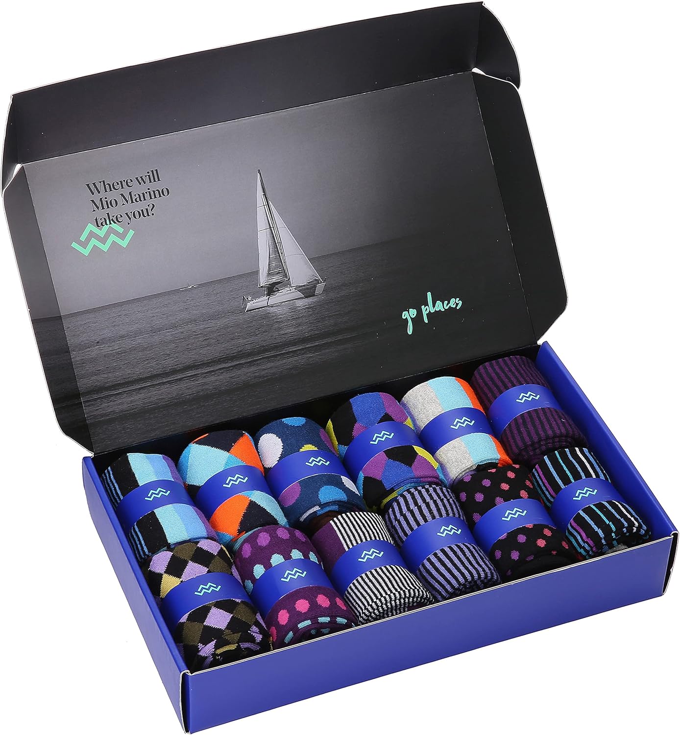 Marino Men's Dress Socks - Colorful Funky Socks for Men - Cotton Fashion Patterned Socks - 12 Pack - Image 3