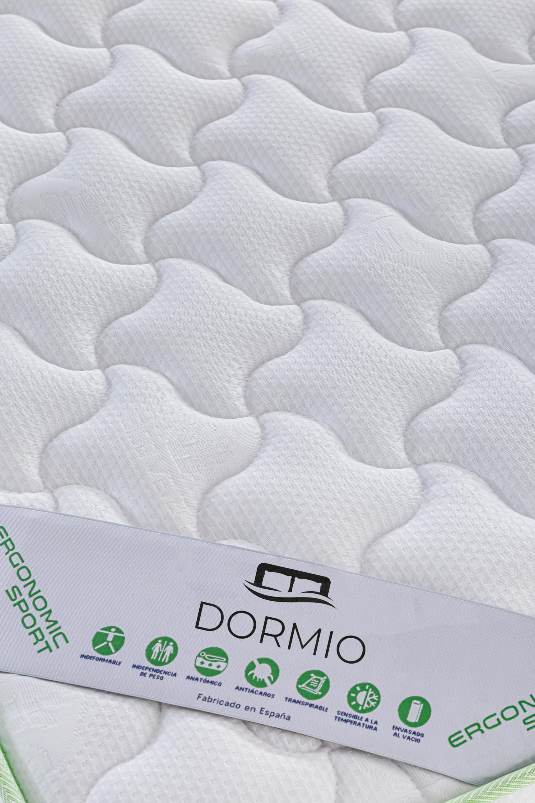 Dormio Ergonomic Sport - Colchón Eliocel adaptable, apto cama Nido, Antiácaros, Antideformaciones. Medida 90x190. Altura 14cm.