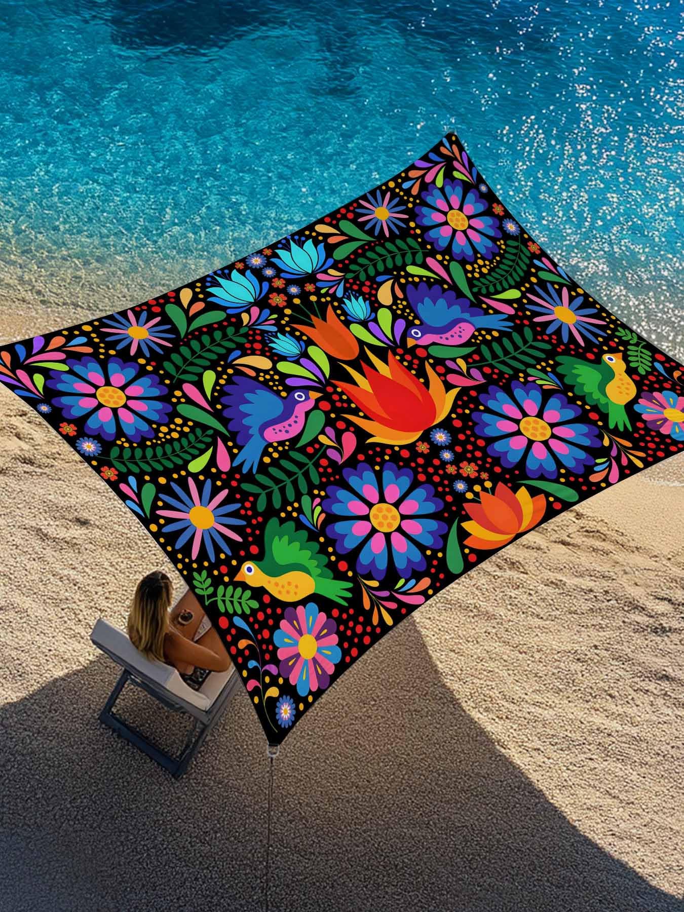 Amazon.com : Sun Shade Sail 6.5'x10' Multi Color Mexican Floral