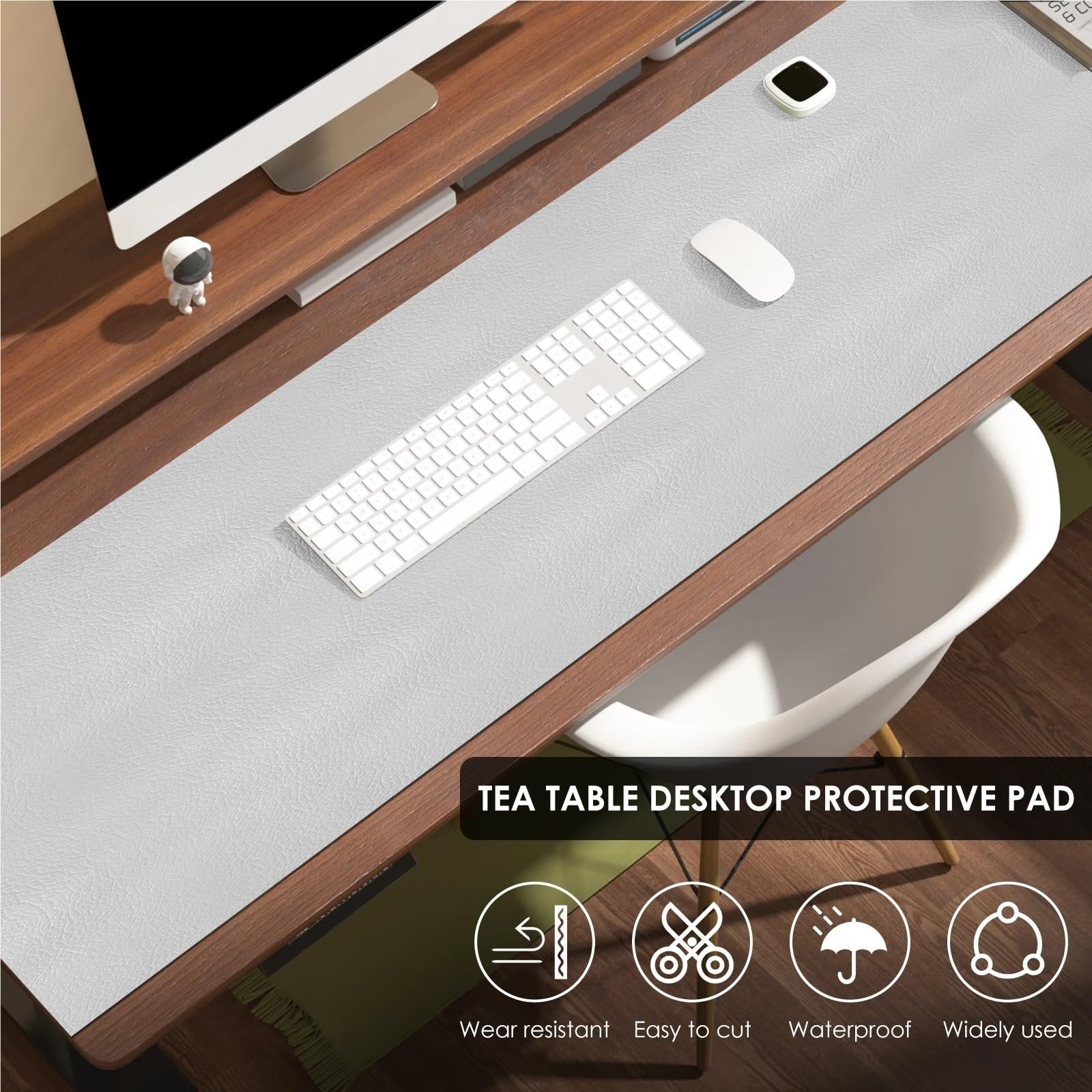 63 Zoll wasserdichte Schreibtischunterlage aus PVC-Leder for Bürotisch, Glatte Mehrzweck-Schutzmatte for Teetische for Kommoden im Home Office Für Büro und Zuhause(Black)