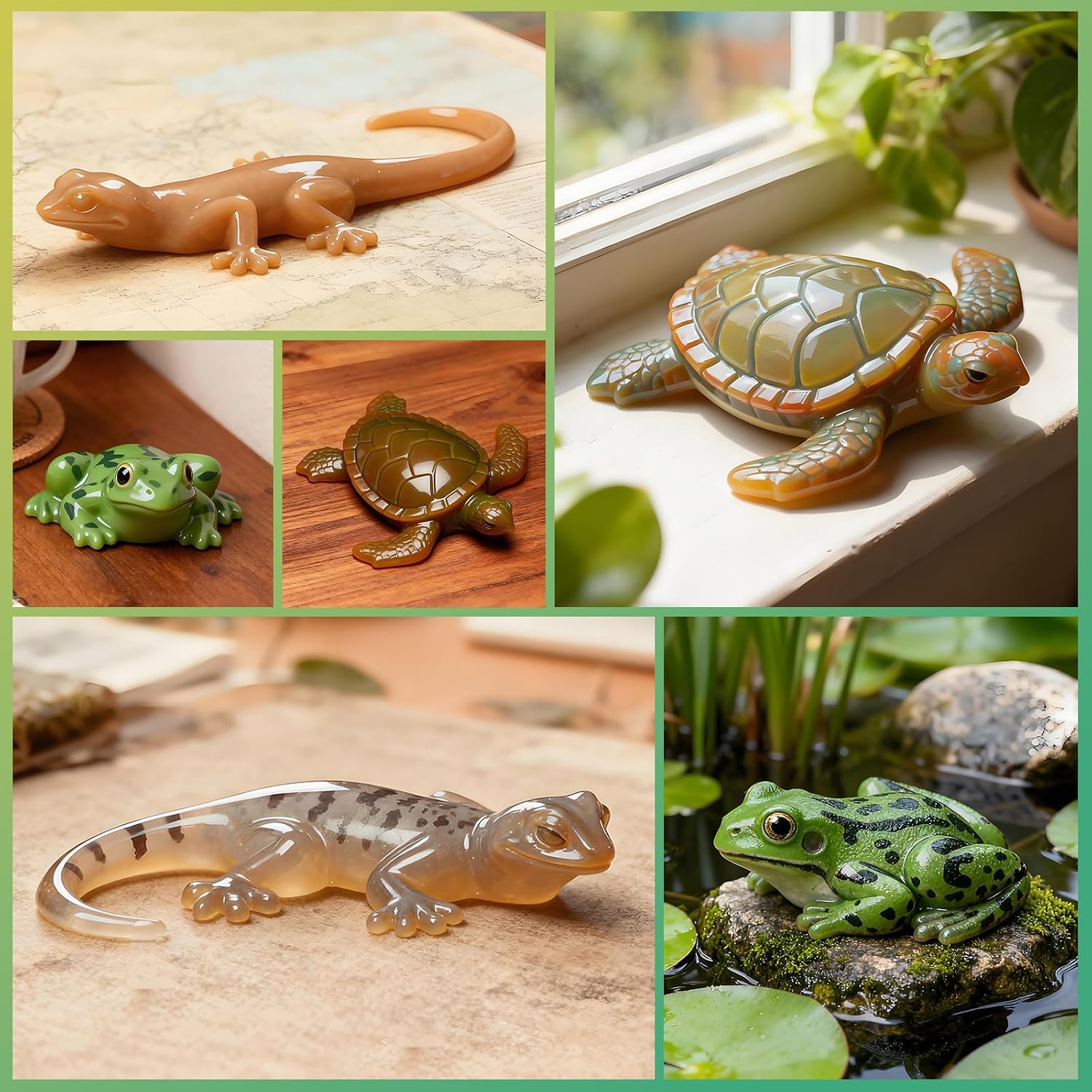 3D Animal Resin Molds Set, 3Pcs Lifelike Lizard Frog Turtle Reptile Resin Molds for Epoxy Resin, Animal Ornament Silicone Mold for DIY Keychain, Pendant, Art Craft, Home Decor