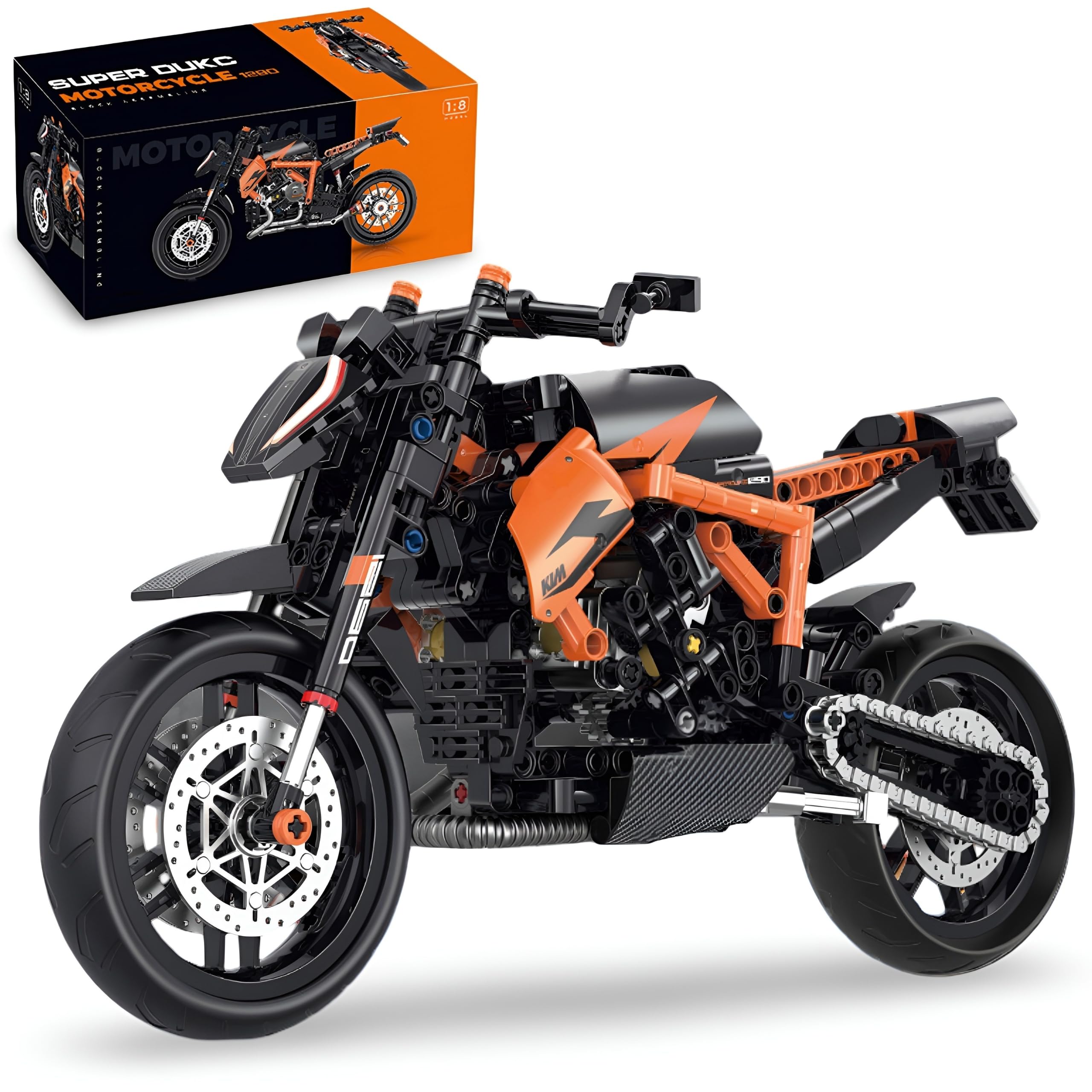 RLZyntheva Technik Motorcycle Building Blocks Set, 1:8 Scale Racing Motorcycle Building Kit, Motorbike Bricks Model, Collectible Superbike Bricks Toy, Gifts for Adults and Motorbike Lovers, 579 PCS