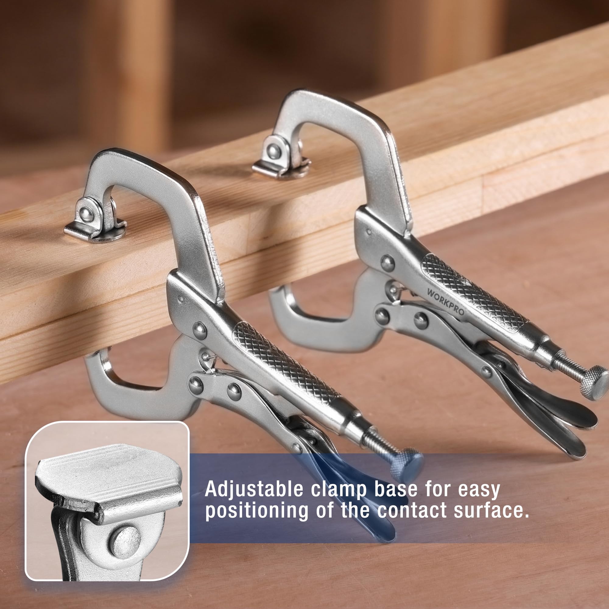 WORKPRO Lot de 4 pinces à souder réglables et robustes de 15,2 cm avec coussinets pivotants, pour le travail du bois, le travail du métal, la réparation automobile et l'atelier à domicile