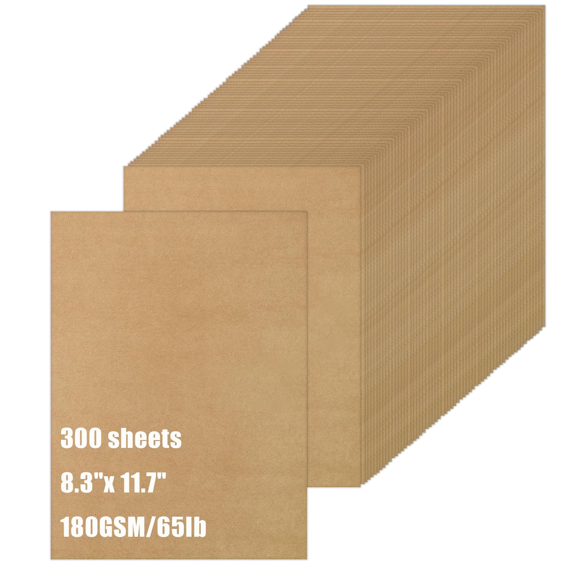 Brown Cardstock Paper 8.3” x 11.7”, 300 Sheets 180gsm/65 lb Kraft Card Stock, Heavy Construction Paper for Card Making Printing Craft Drawing