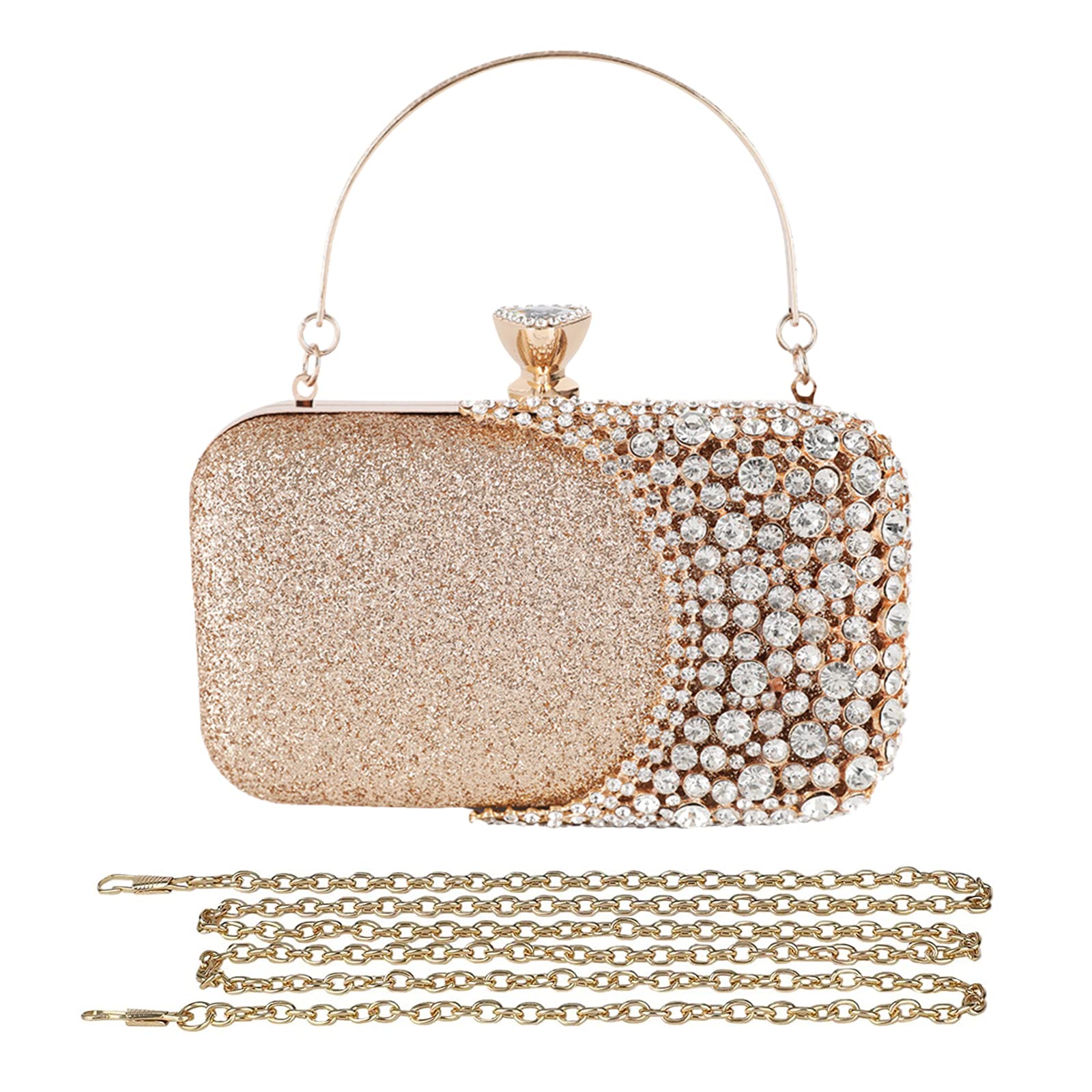 CORIOS Avondtas voor dames, ronde clutch handtas met kralen, parel