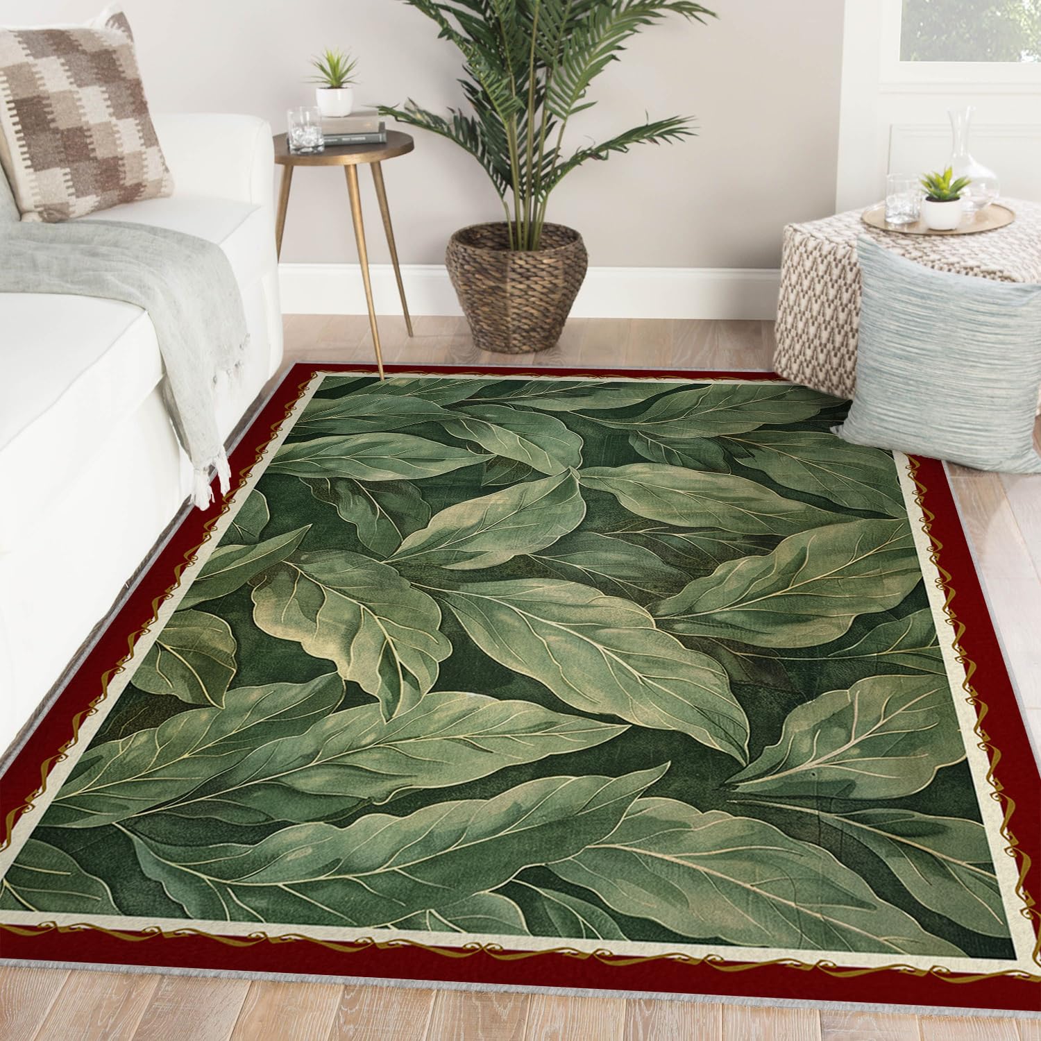 Descente lit antidérapante tapis plantes tropicales salon