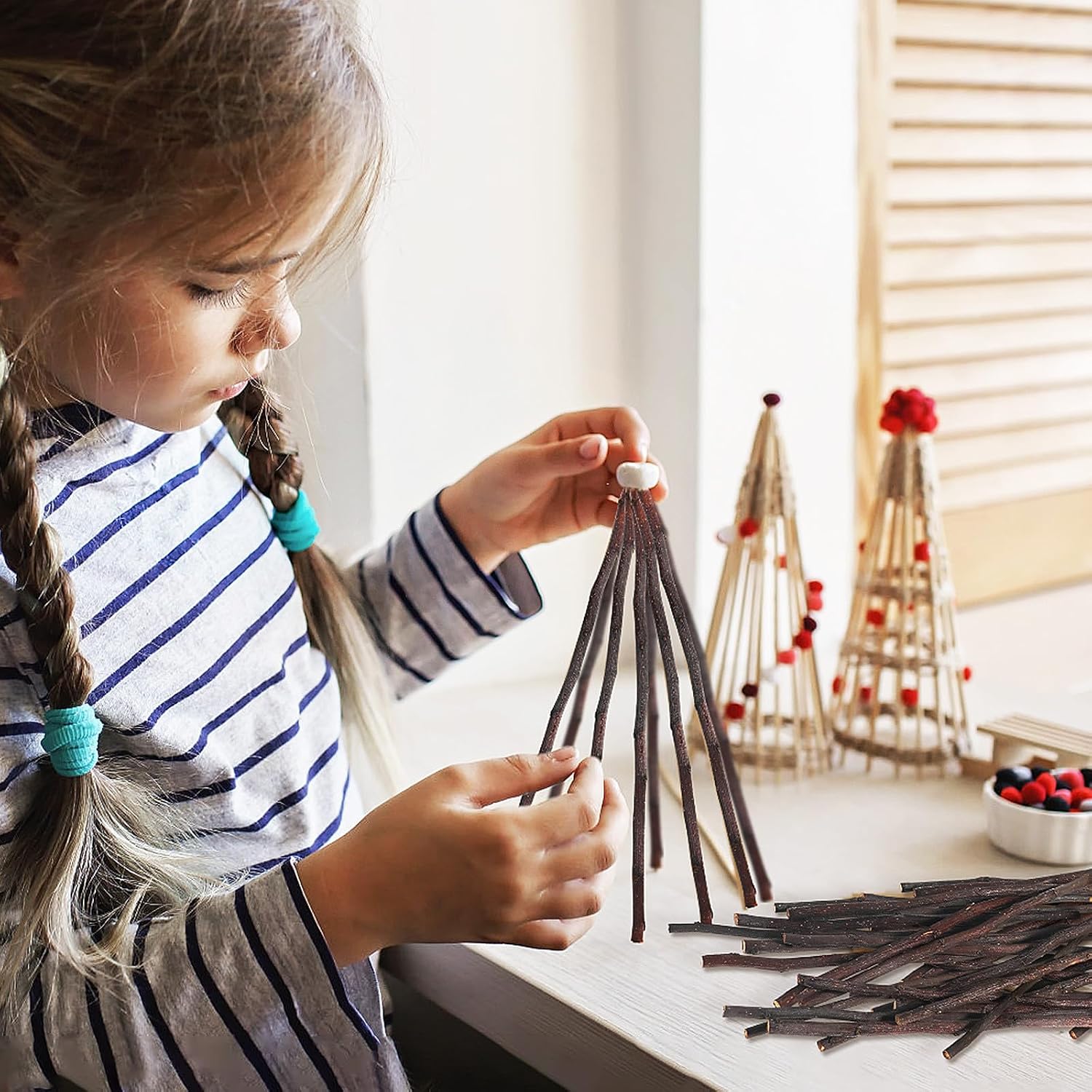 50-Piece Natural Wood Craft Sticks, 20Cm and 30 Cm Wood Sticks