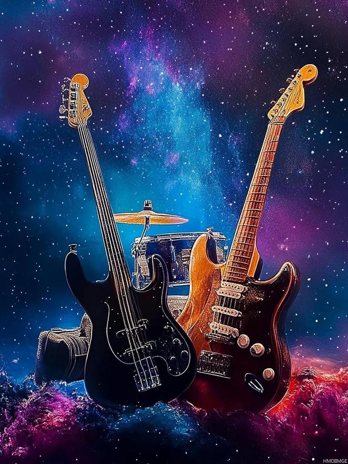 HMDIIMGE Guitar Diamond Painting Kits for Adults, Instruments Diamond Art Kits for Beginners Diamond Dot Kits Arts DIY Drill Gem Painting Wall Art for Living Room 12x16 Inch