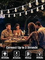 Vista 5 de Luces de Cadena Blancas para Exteriores de 50 Pies con 20 Bombillas Transparentes, Luces de Cadena de Patio Globo G40 para Interiores/Exteriores