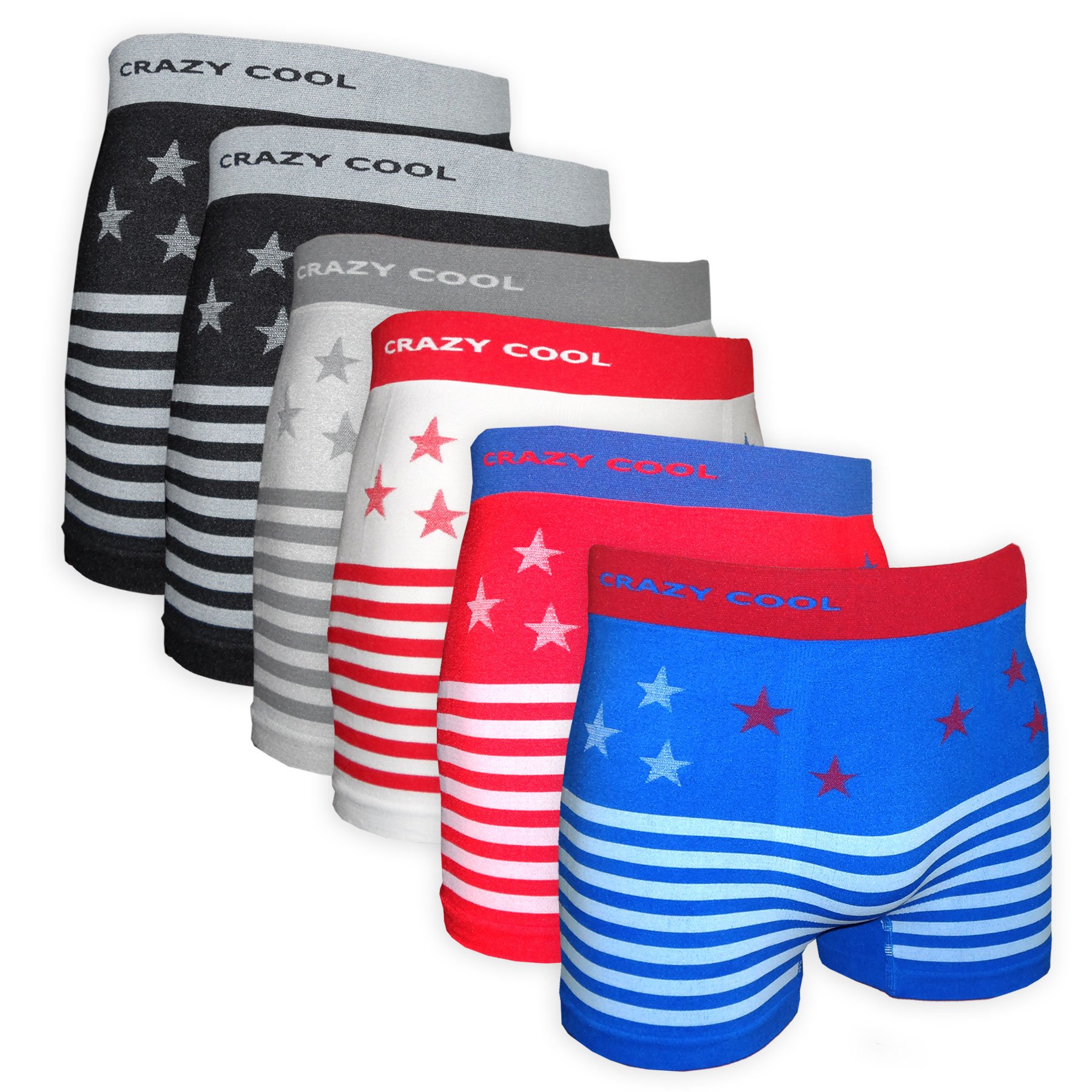 Crazy Cool Mens Comfortable Fun Nylon Seamless Short Boxer Boxer 6-Pack