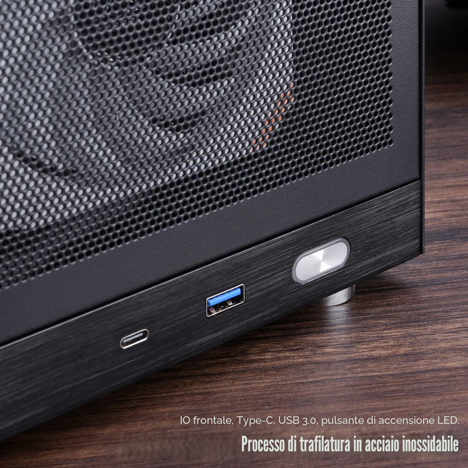 S300 - Mini-ITX PC Gaming Case - Front I/O USB 3.0 Tipo - Porta C - Alimentazione SFX 100-130mm - Sistema di gestione dei cavi - Luminum Mini-ITX Scheda madre Small Portable PC Case - Nero